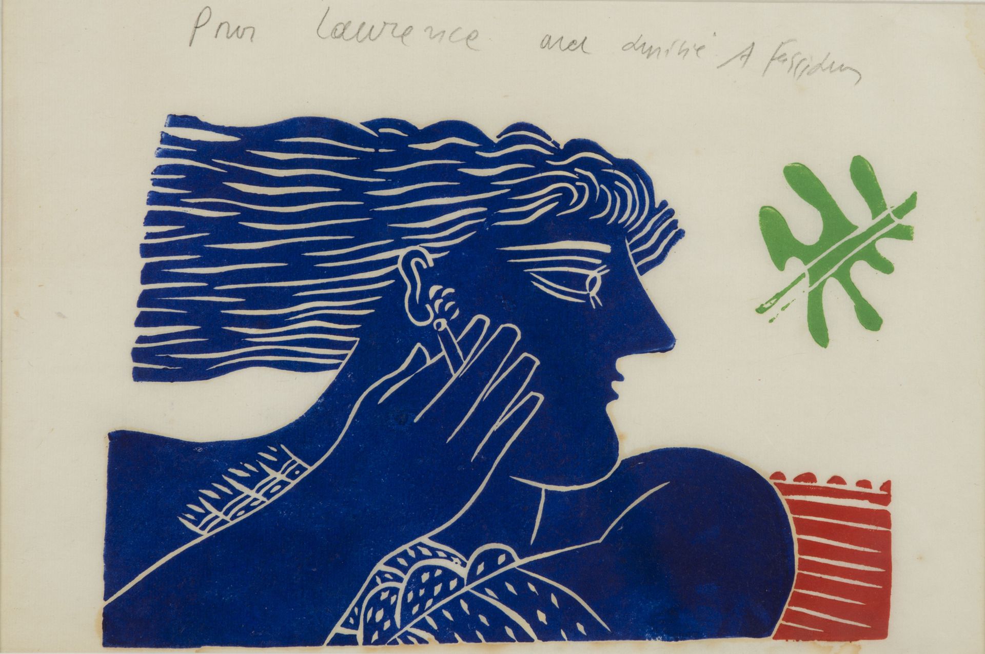 Null 阿莱科斯-法西阿诺斯（1935-2022）。 
抽烟的人。 
水粉画，顶部有钢印签名和奉献 "给劳伦斯的友谊"。 
高20,5 - 宽度：31厘米（边&hellip;