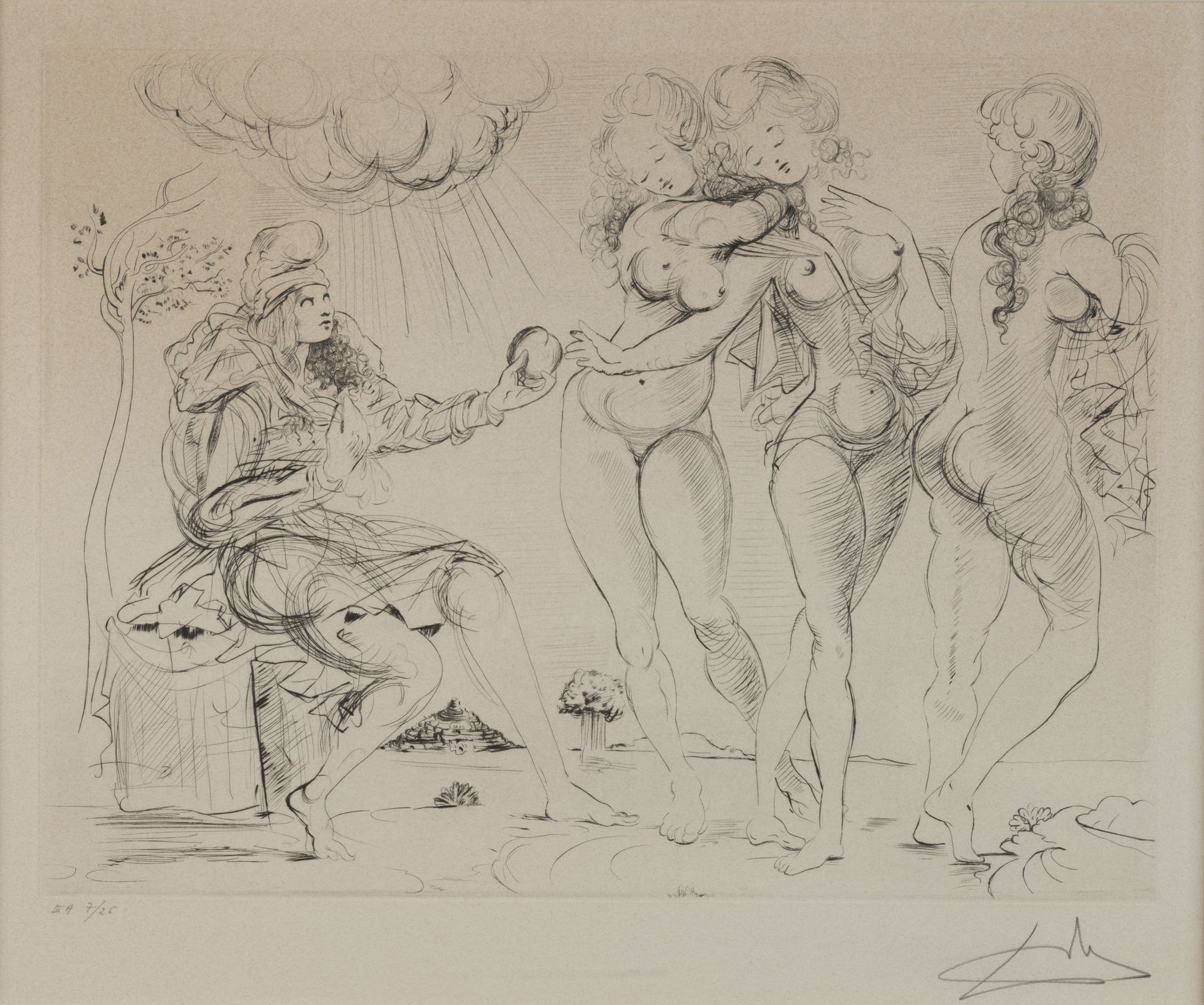 Null Salvador DALI (1904-1989). 
The Judgment of Paris. 
Drypoint on vellum, sig&hellip;