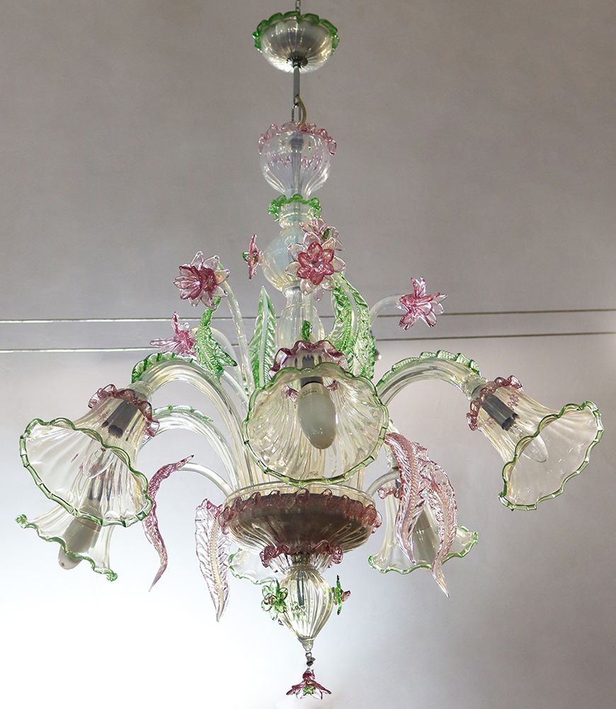 Lampadario a sei luci in vetro di Murano Lustre à six lumières en verre de Muran&hellip;