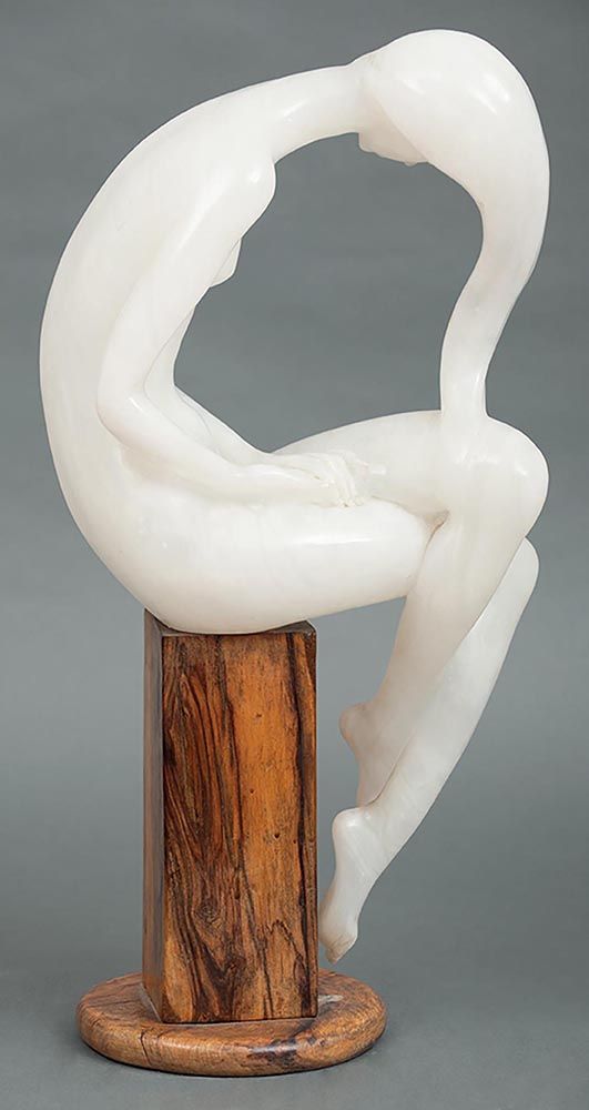Scultura in alabastro raffigurante nudo di donna seduta Sculpture en albâtre rep&hellip;