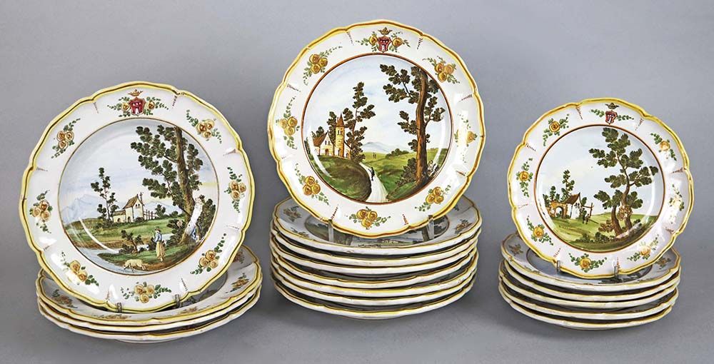 Set 18 piatti in ceramica di Castelli Ensemble composé de 12 assiettes plates et&hellip;