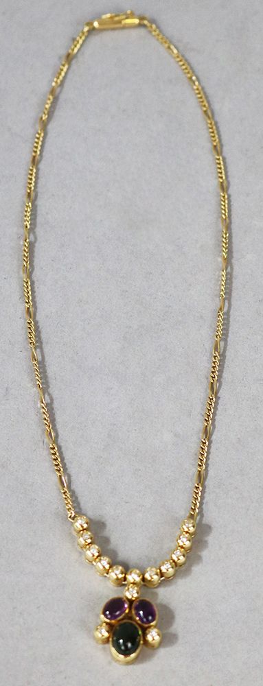 Collana con ciondolo in oro 18Kt decorato Collier avec pendentif en or 18Kt orné&hellip;