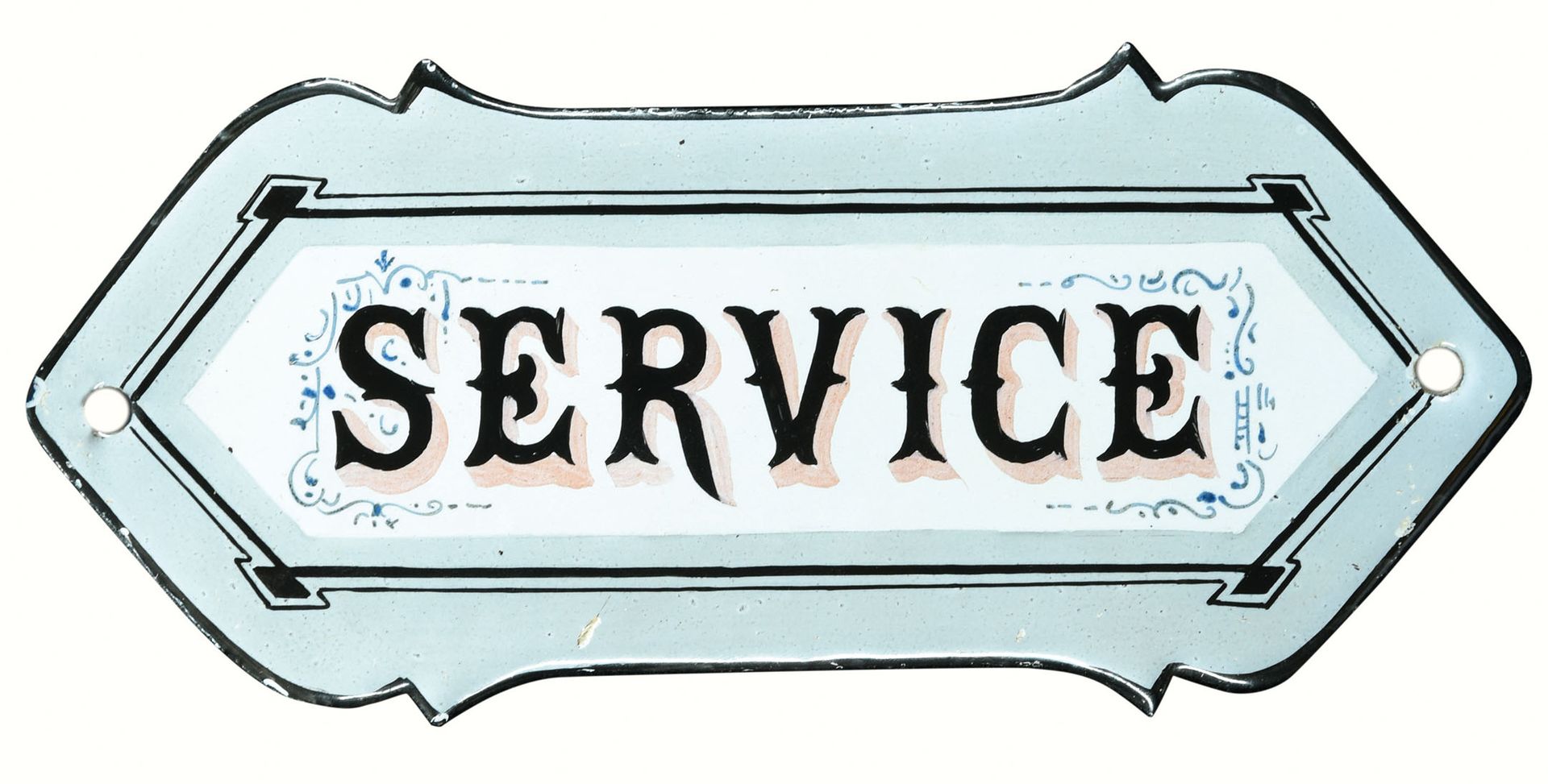 SERVICE | PLAQUE EMAILLÉE | PUBLICITÉ ANCIENNE 状态 (1+) - 搪瓷信息牌，圆顶，手工上色，约1910年，15&hellip;
