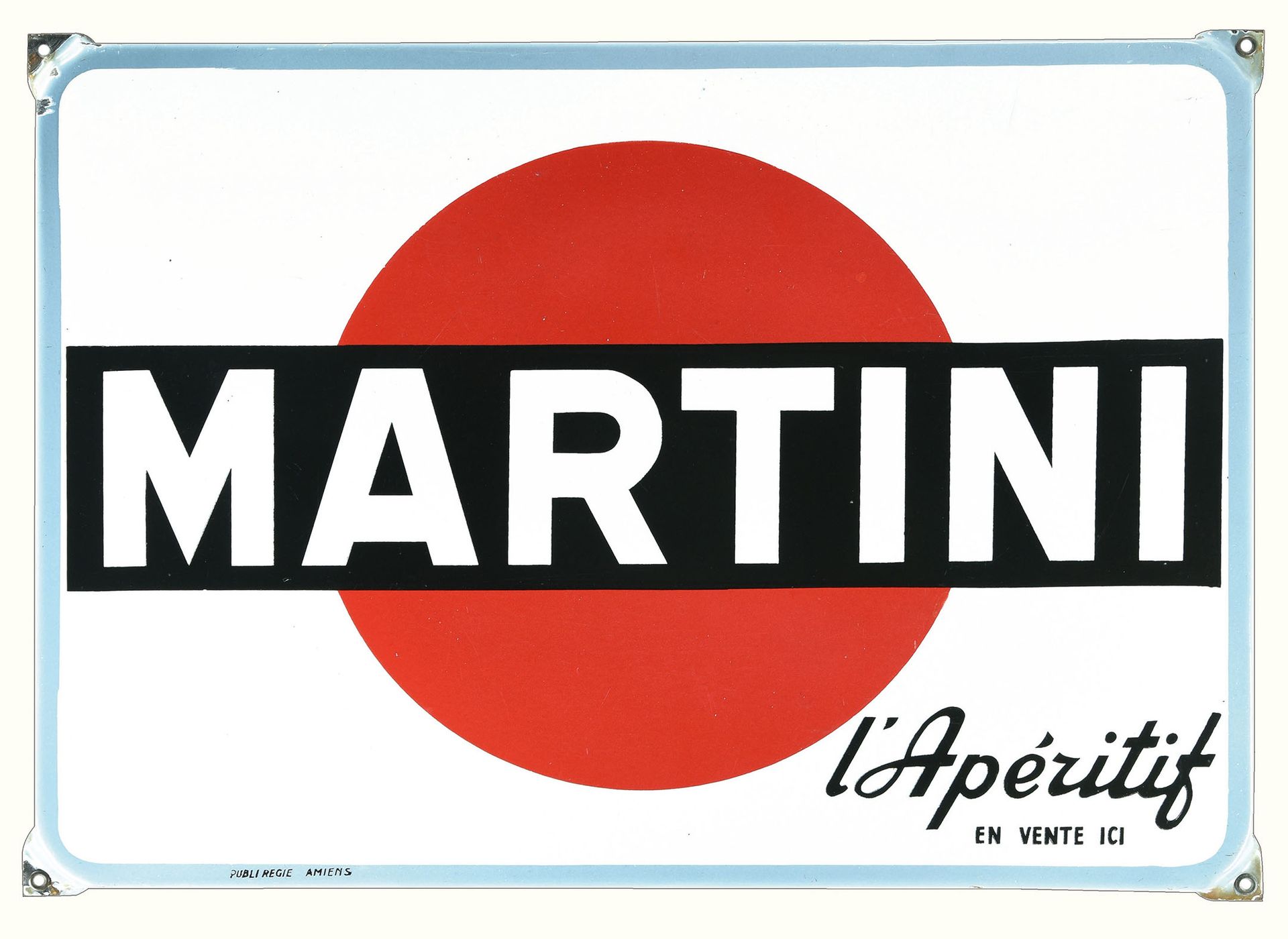 MARTINI L'APERITIF | PLAQUE EMAILLÉE | PUBLICITÉ ANCIENNE 状态 (1) - 搪瓷标志，斜面，钢印，30&hellip;