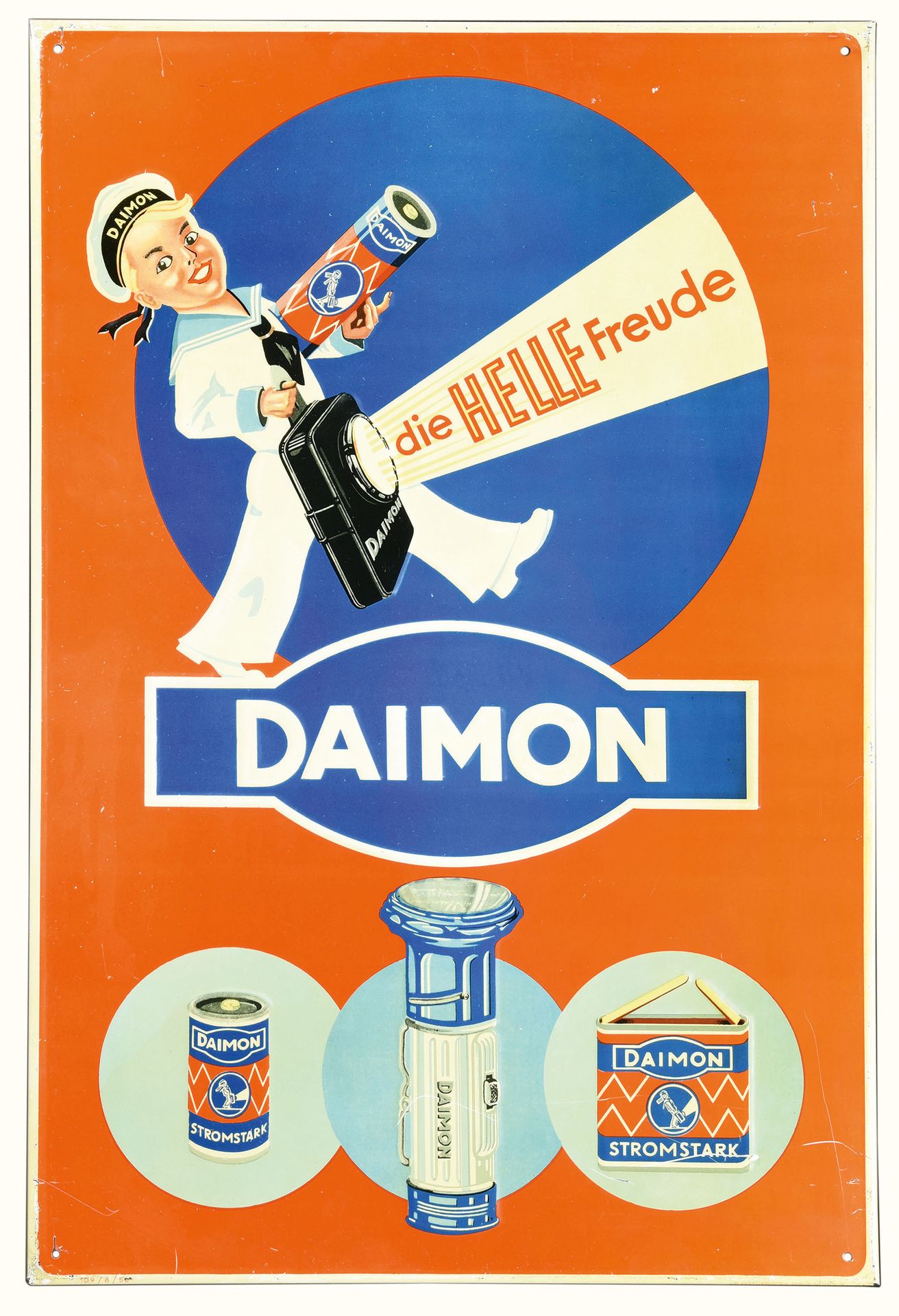 DAIMON | PLAQUE EN TÔLE | PUBLICITÉ ANCIENNE Condizione (1) - Targa di latta, im&hellip;