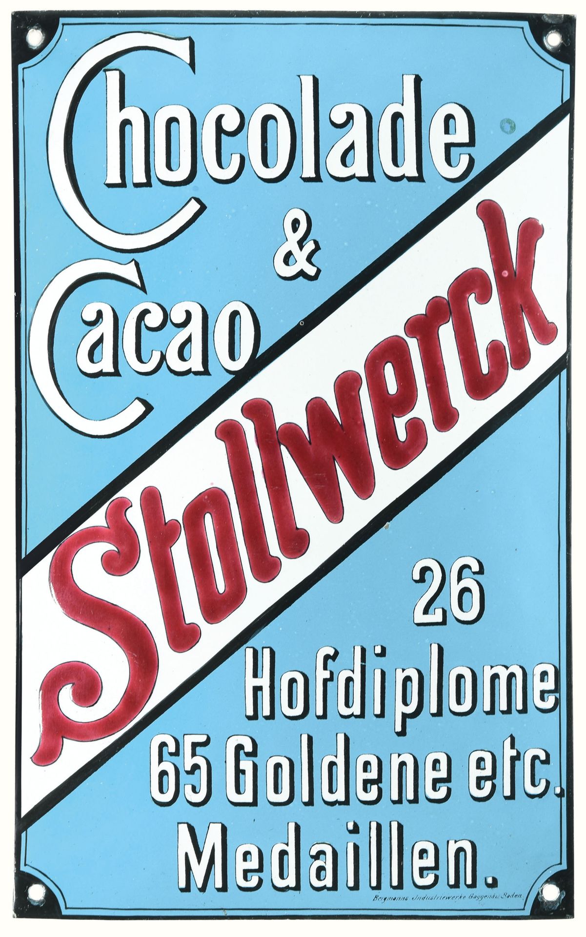 STOLLWERCK CHOCOLADE & CACAO | PLAQUE EMAILLÉE | PUBLICITÉ ANCIENNE Zustand (1+)&hellip;
