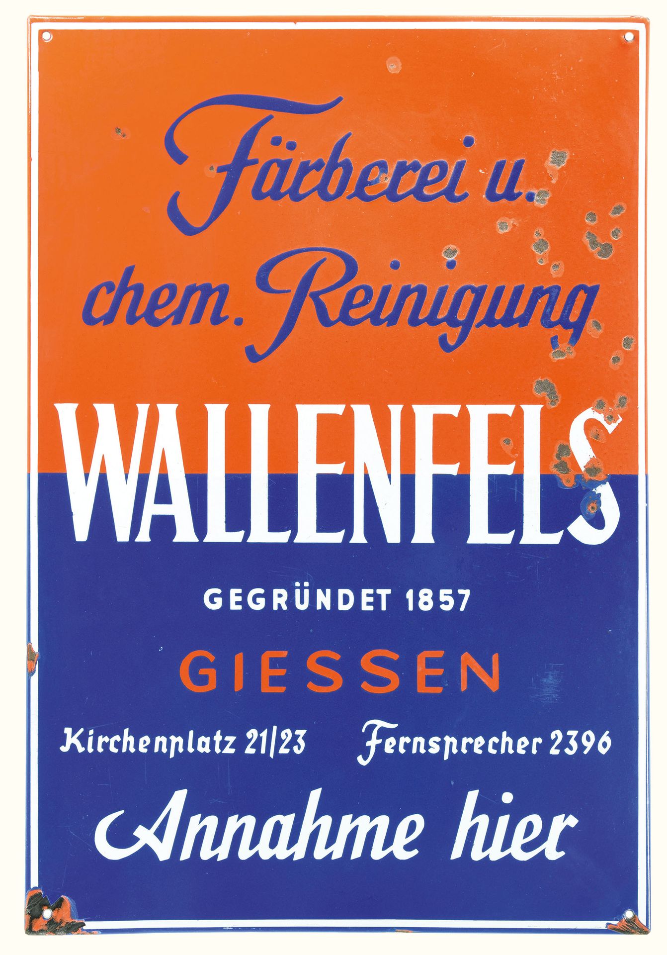 WALLENFELS | PLAQUE EMAILLÉE | PUBLICITÉ ANCIENNE Zustand (3+) - Emailschild, ab&hellip;