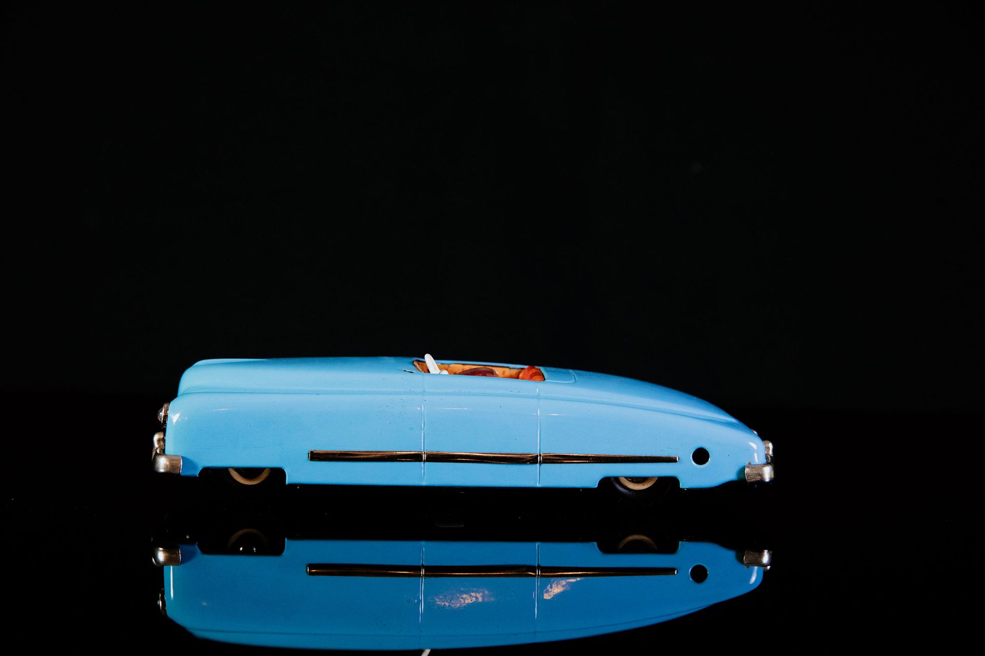 JNF Favorit | Jouets Anciens 状态 (1) - 锡制玩具，发条驱动，功能测试，颜色为浅蓝色，50年代，德国制造，25.5厘米，保存完&hellip;
