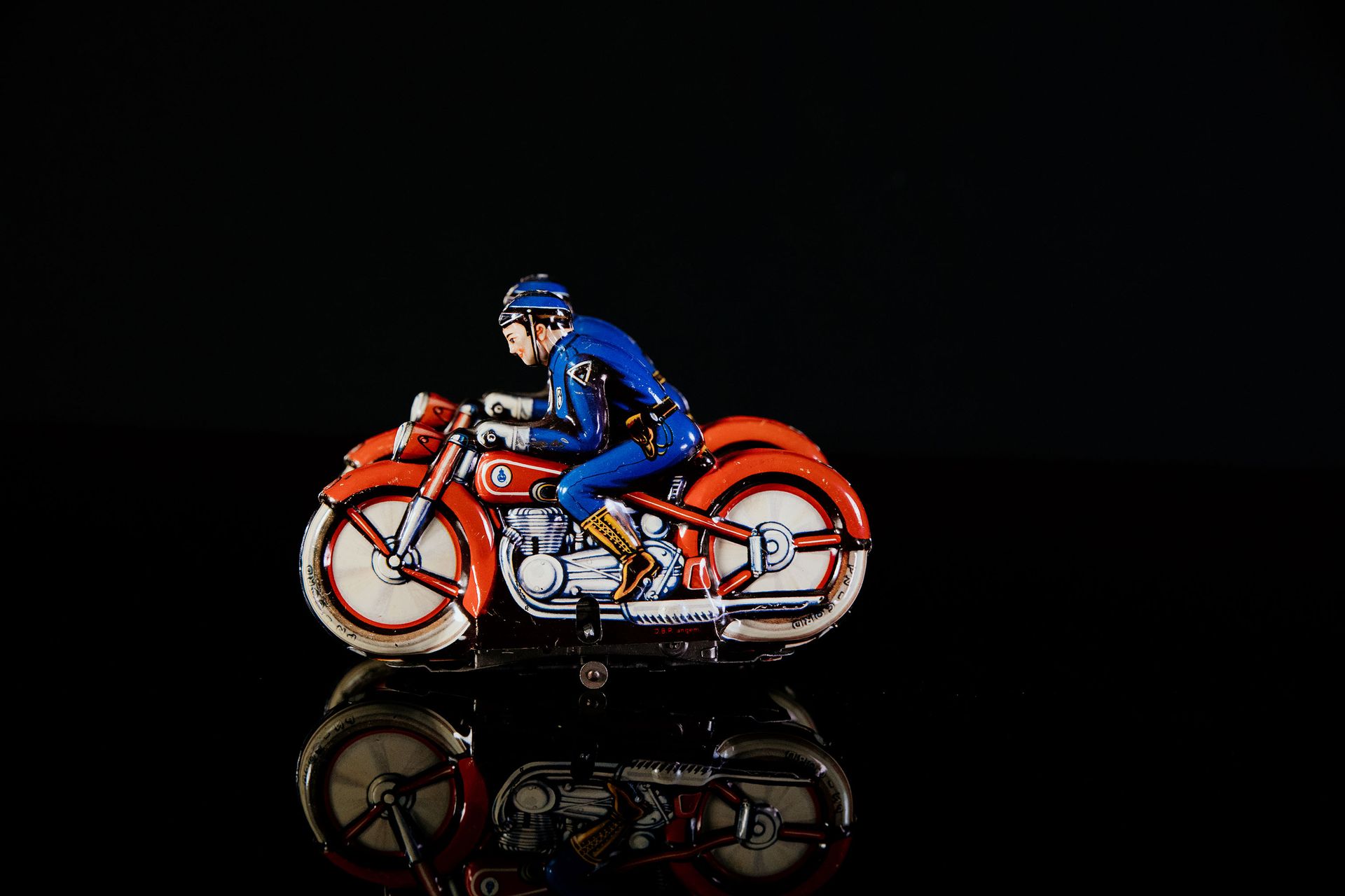 PN Polizei - Motorrad - Gespann 220 | Jouets Anciens 状态 (1) - 锡制玩具，发条驱动，功能测试，石印，&hellip;