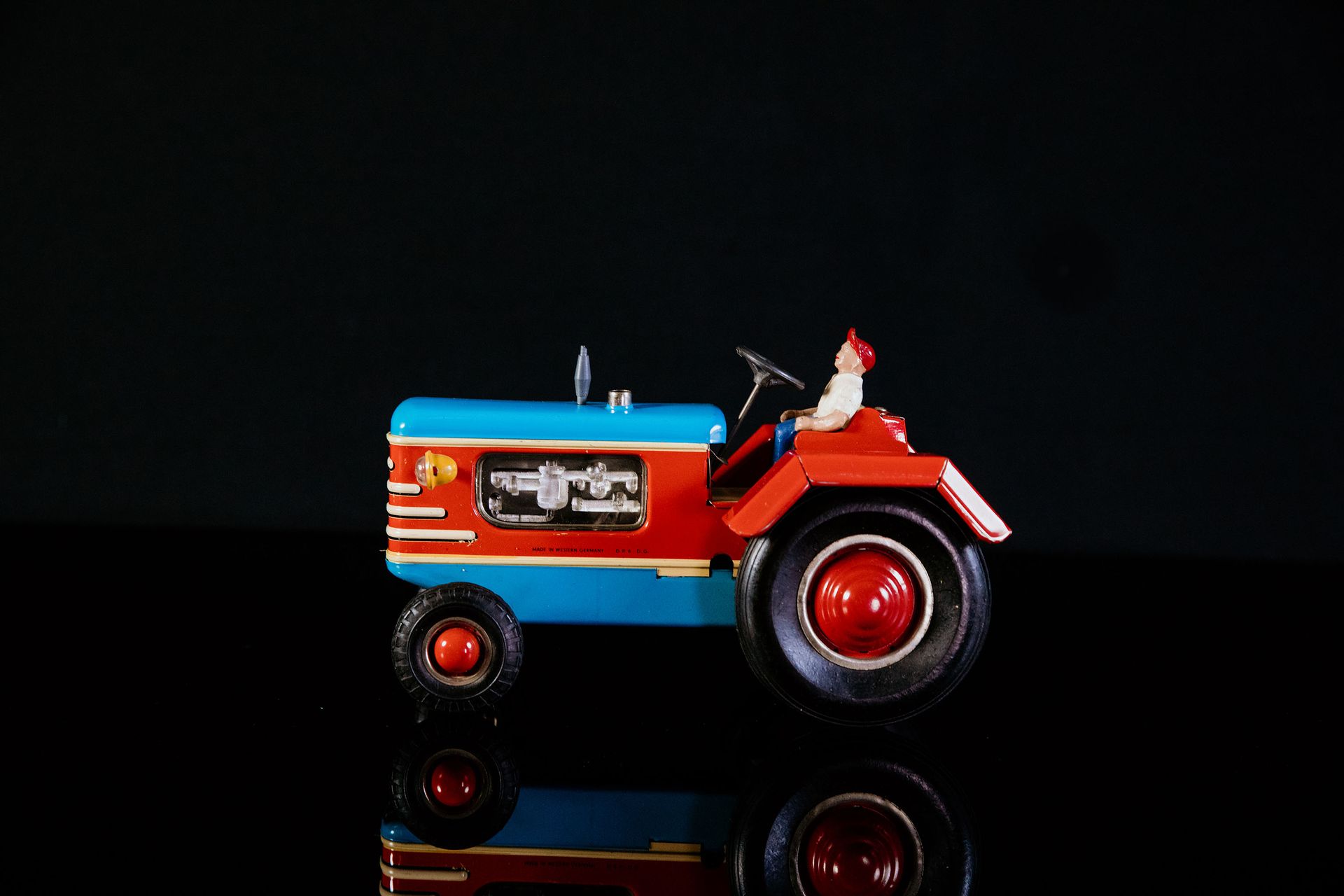 Gama Traktor 800 - 1 | Jouets Anciens 状态 (1) - 锡制玩具，飞轮驱动，功能测试，红色/蓝色50年代，西德制造，22厘&hellip;