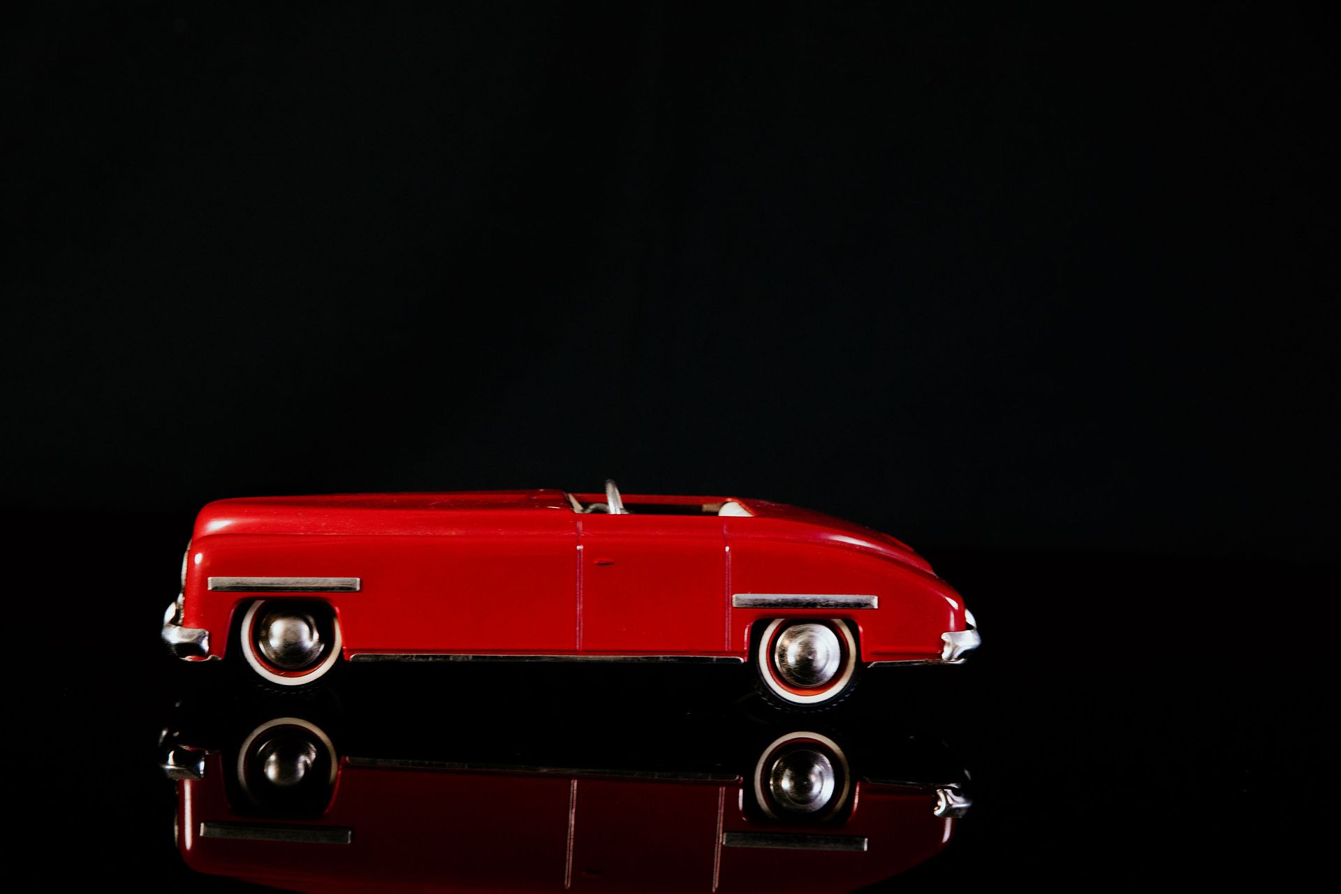 Distler Packard Cabriolet | Jouets Anciens 状态(1) - 锡制玩具，发条驱动，功能测试，手绘，红色，50年代，德国制&hellip;