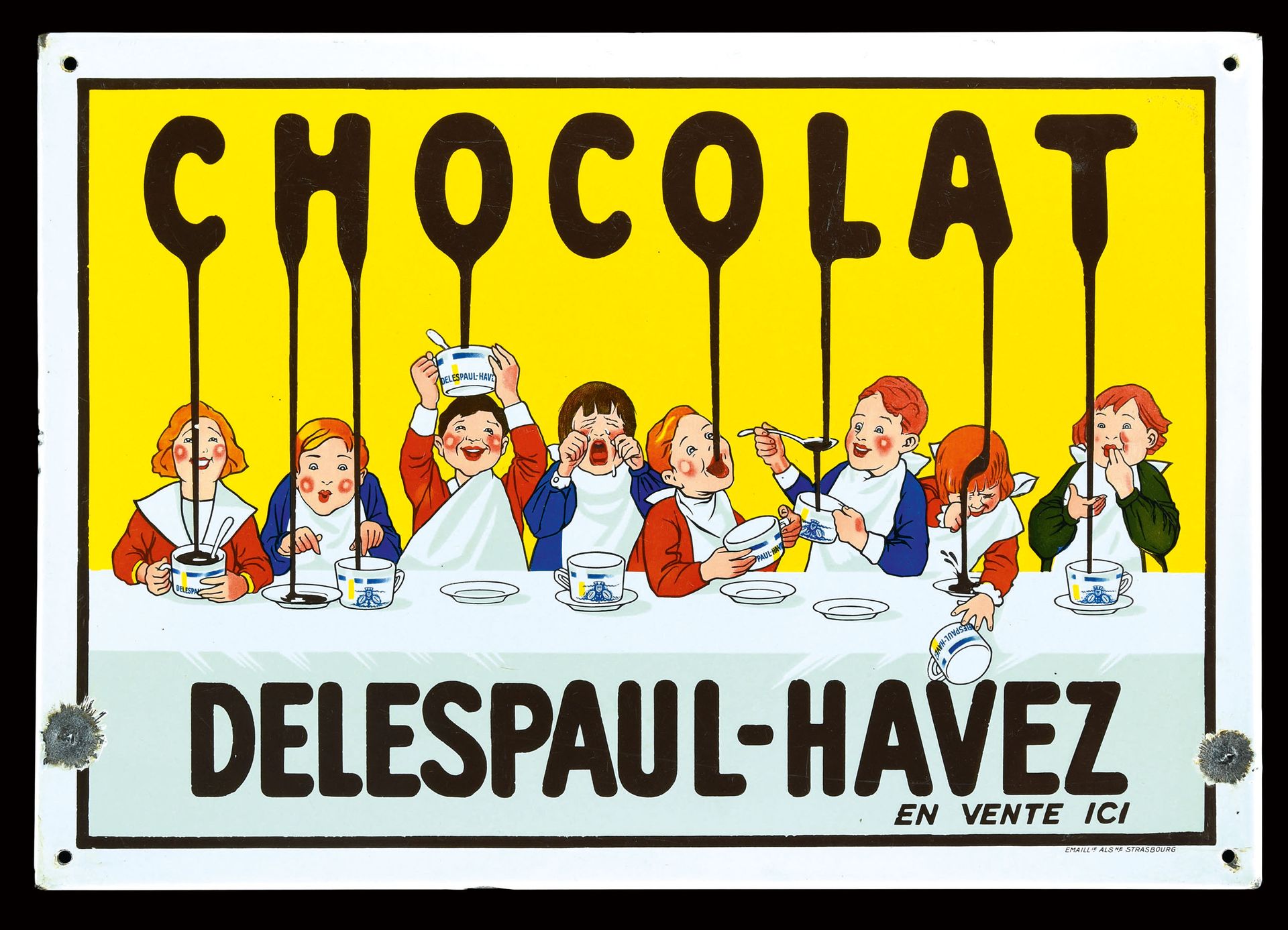 CHOCOLAT DELESPAUL-HAVEZ - PLAQUE EMAILLÉE I PUBLICITÉ ANCIENNE Condition (2) - &hellip;