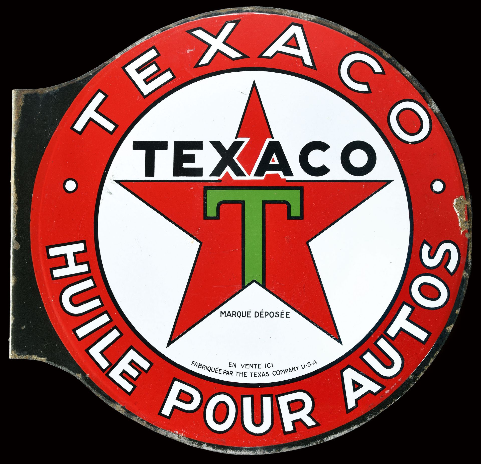TEXACO - HUILE POUR AUTOS - PLAQUE EMAILLÉE I PUBLICITÉ ANCIENNE Condizione (2) &hellip;