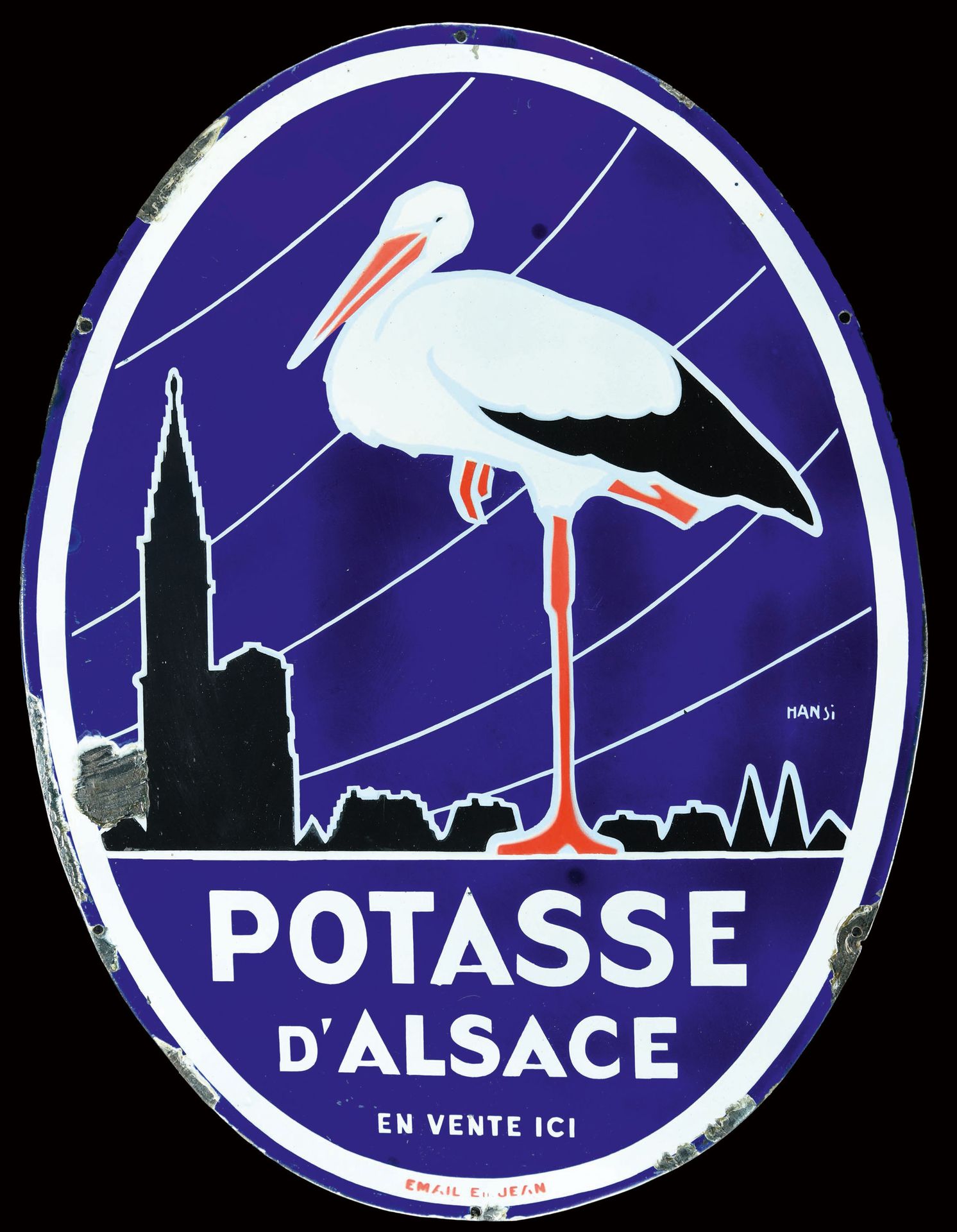 POTASSE D'ALSACE - PLAQUE EMAILLÉE I PUBLICITÉ ANCIENNE 条件 (2) - 50 年代珐琅标志，钢印，60&hellip;