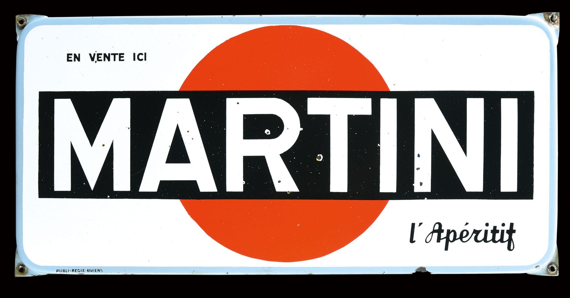 MARTINI L'APÉRITIF - PLAQUE EMAILLÉE I PUBLICITÉ ANCIENNE État (2-3) - Plaque ém&hellip;