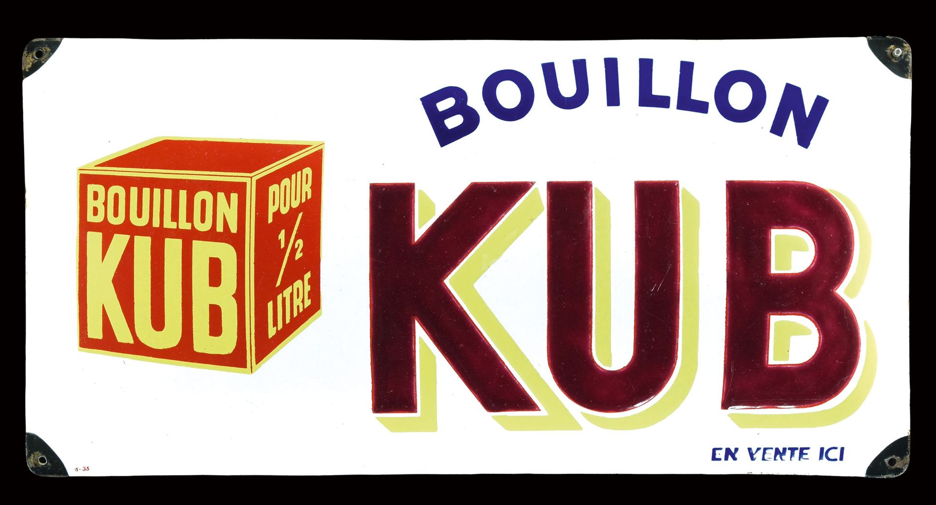 BOUILLON KUB - PLAQUE EMAILLÉE I PUBLICITÉ ANCIENNE Condition (1) - Porcelain si&hellip;