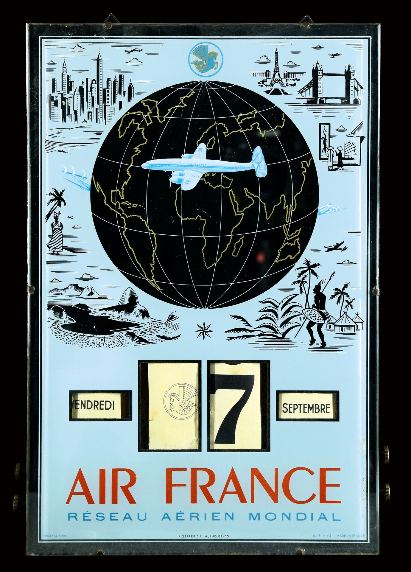 AIR FRANCE - PLAQUE EN VERRE I PUBLICITÉ ANCIENNE Estado (1) - impresión en vidr&hellip;