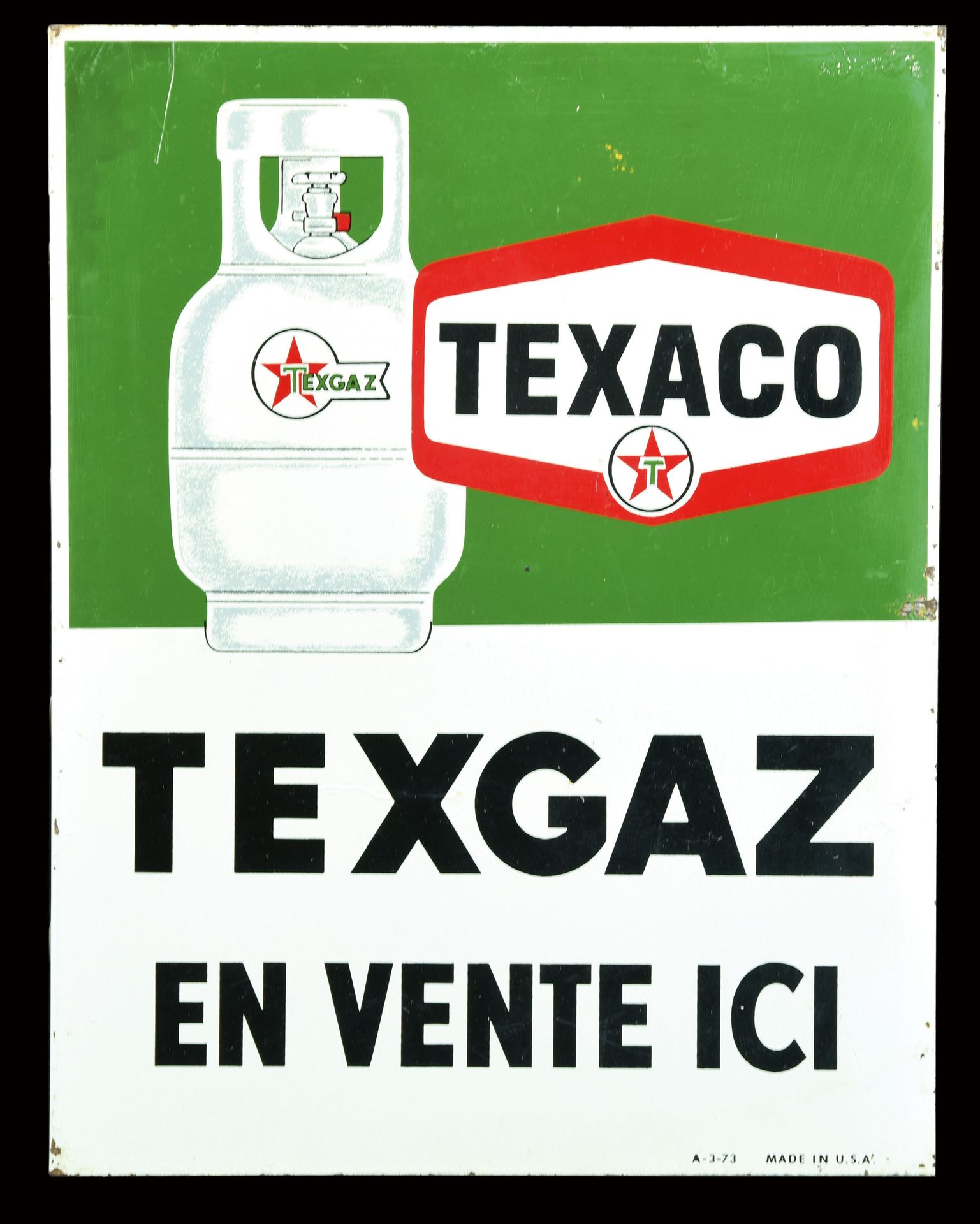 TEXACO - TEXGAZ - PLAQUE EN TÔLE I PUBLICITÉ ANCIENNE État (1-2) - Plaque en tôl&hellip;