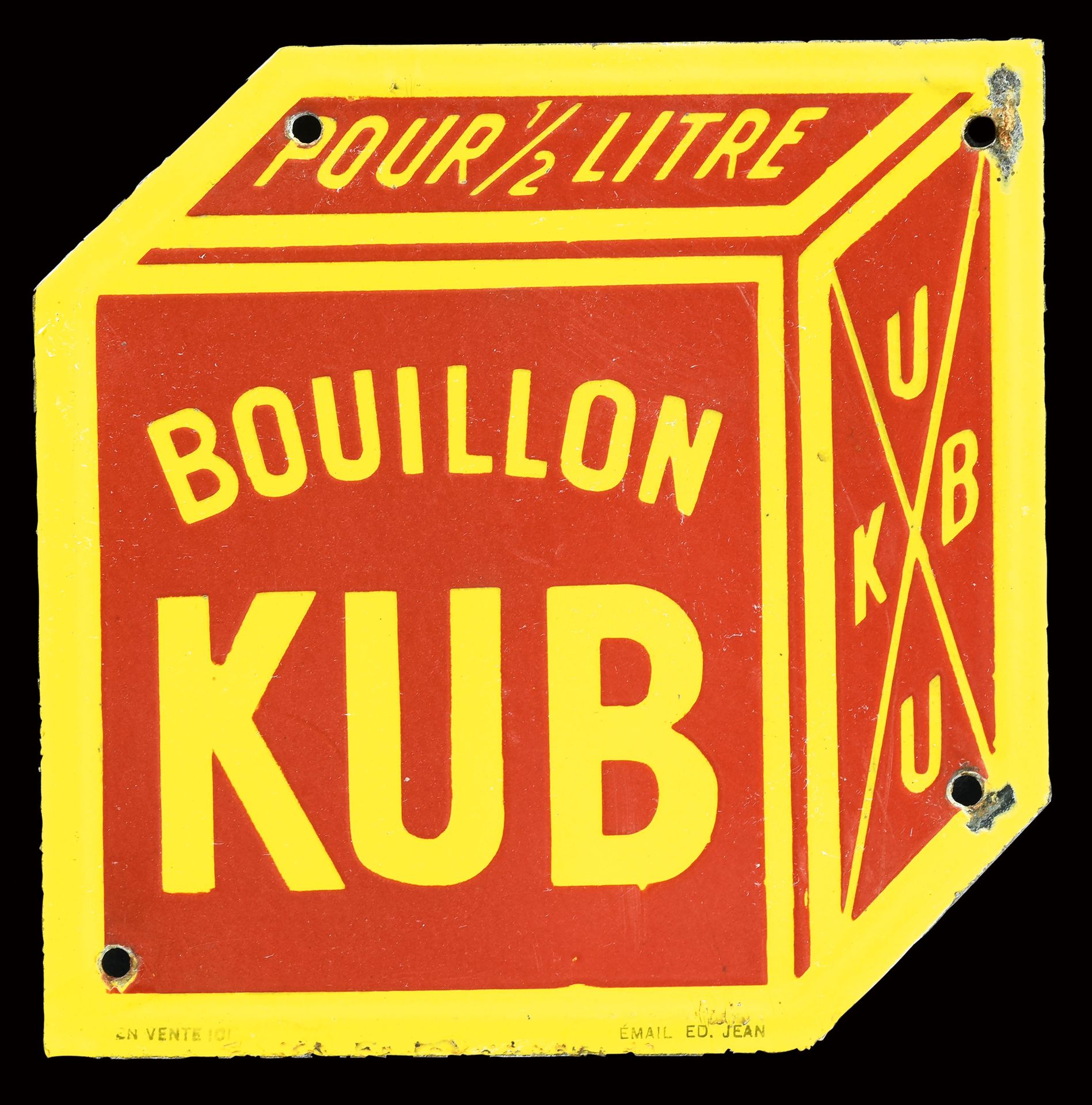 BOUILLON KUB - PLAQUE EMAILLÉE I PUBLICITÉ ANCIENNE Condition (1-2) - Porcelain &hellip;