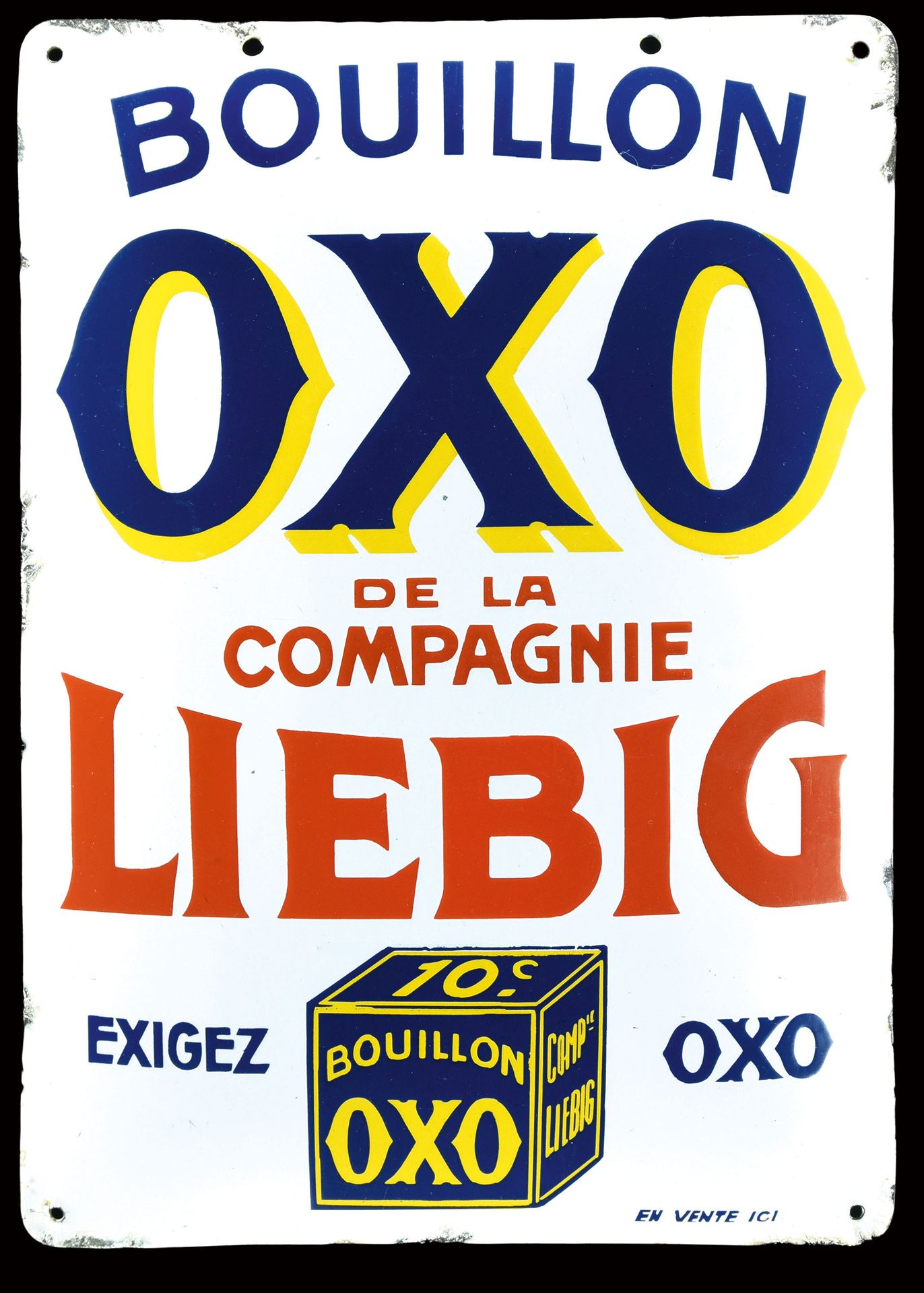 OXO LIEBIG - PLAQUE EMAILÉE I PUBLICITÉ ANCIENNE 珐琅标志，强弧度，厚钢印，F，约 1920 年，33 x 47&hellip;