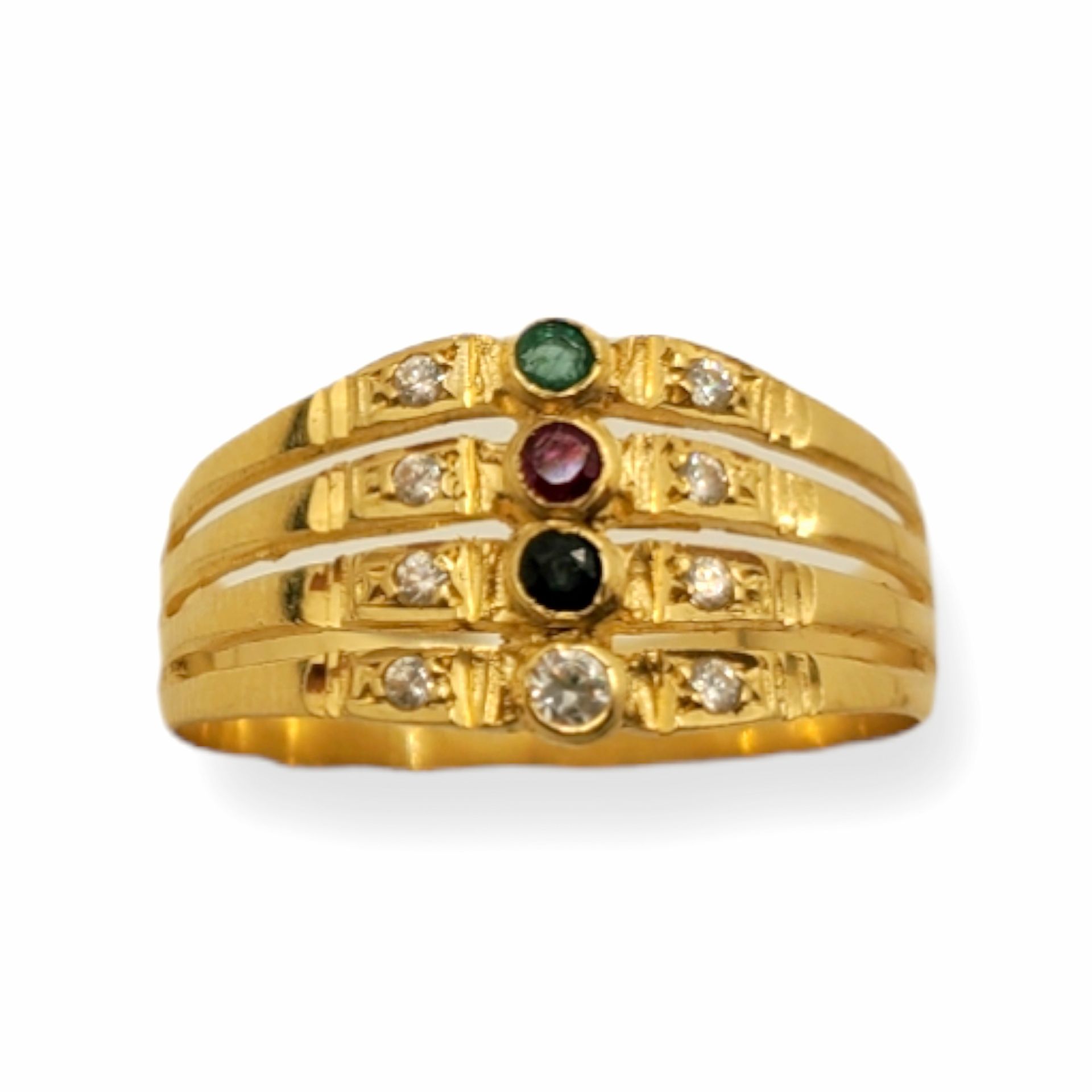 Sortija de cuatro bandas Sortija in 18k gold formed by four bands and diamonds t&hellip;