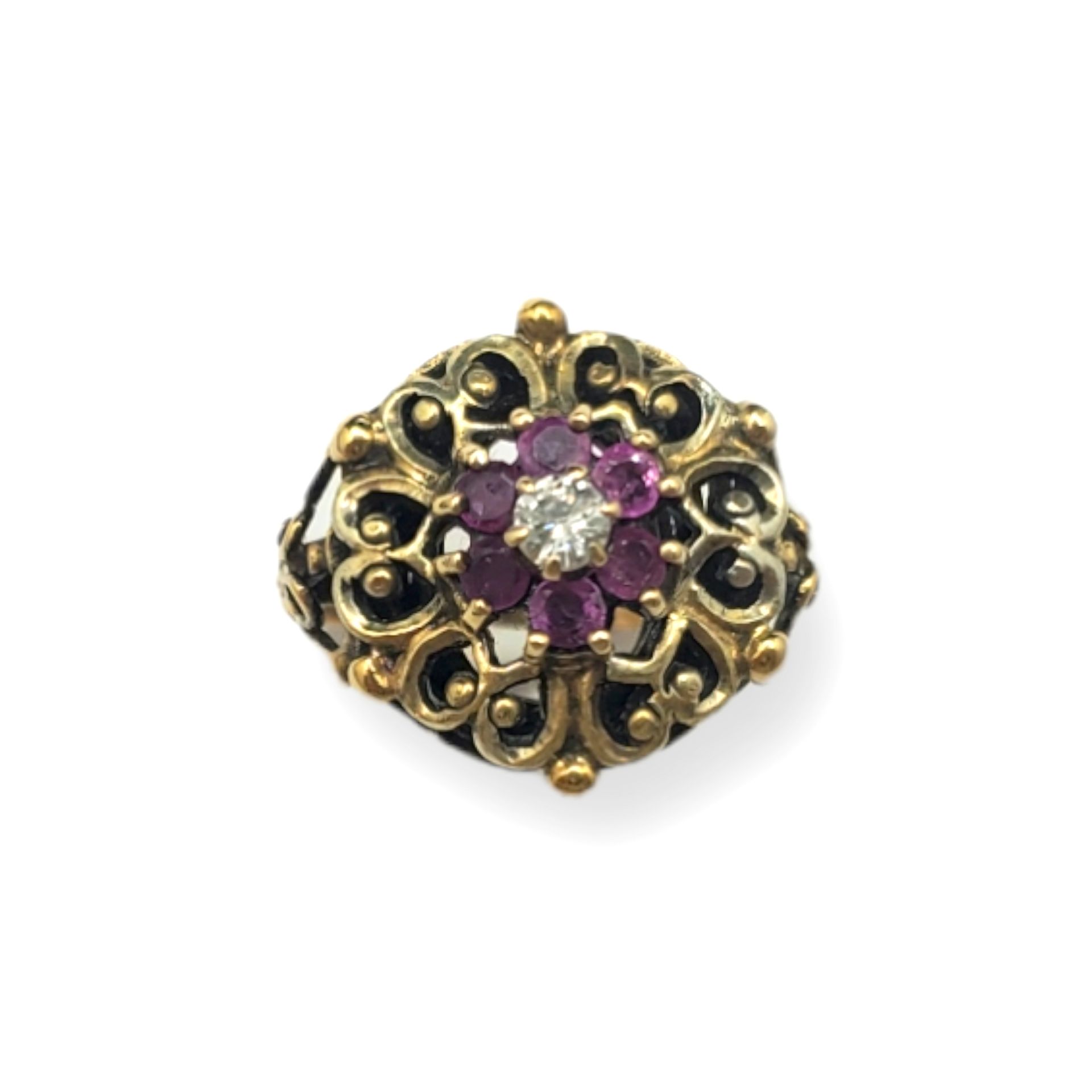 Sortija de diamantes y zafiros rosas Sortija aus 18k Gold mit Zentraldiamant tal&hellip;