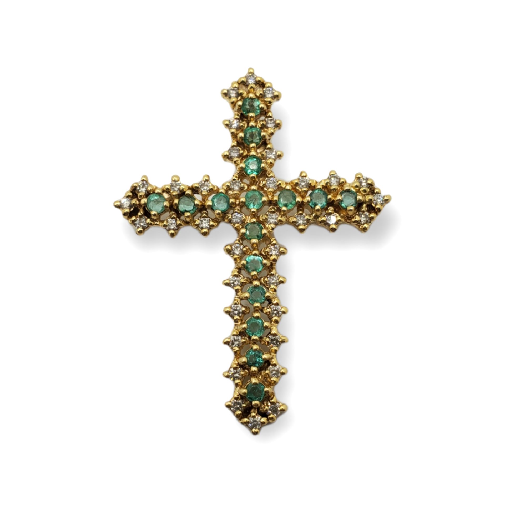 Cruz de diamantes y esmeraldas Croce colgante di diamanti e smeraldi in oro 18k &hellip;