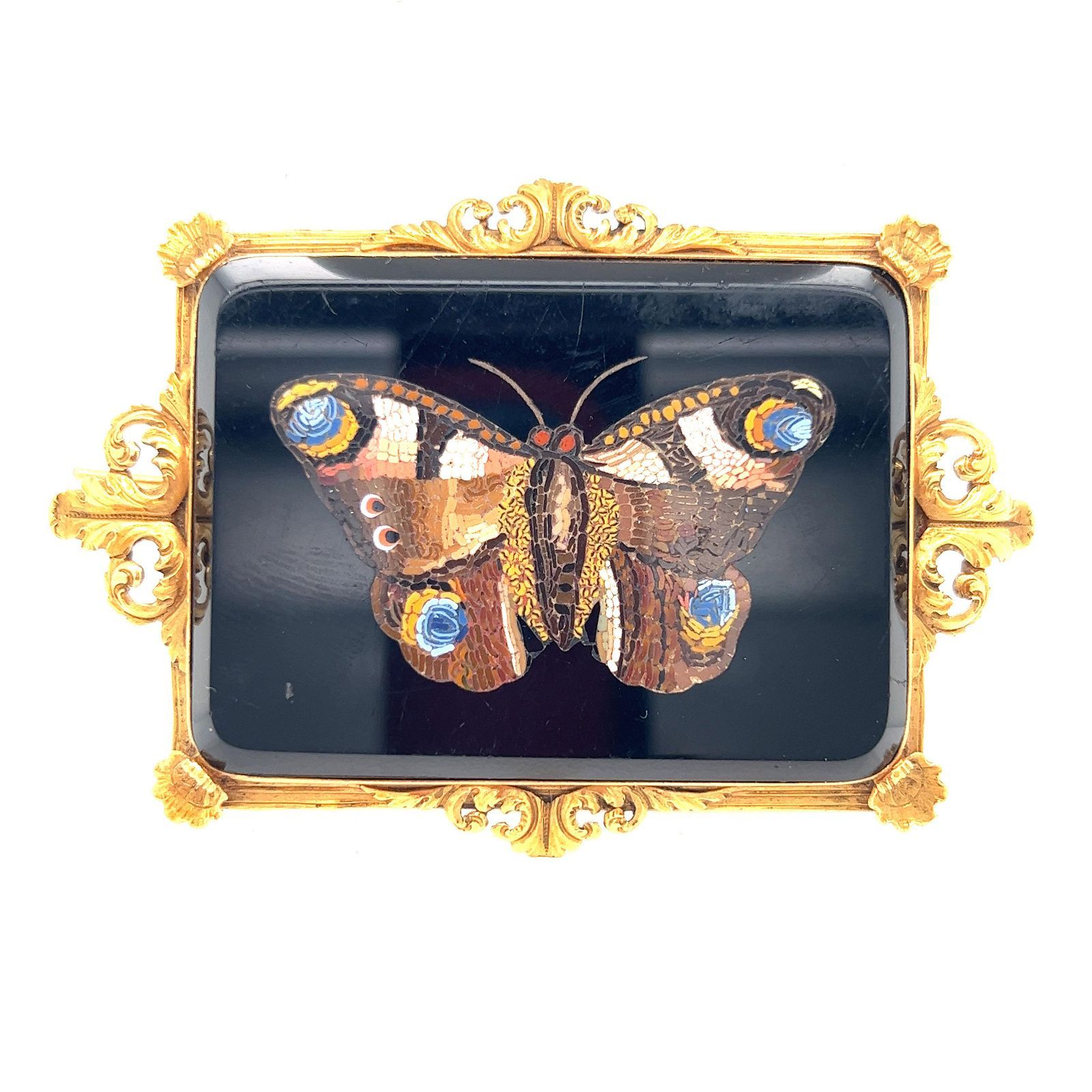 Victorian 18k Micro-mosaic Butterfly Brooch Broche Victoriano de Oro Amarillo 18&hellip;