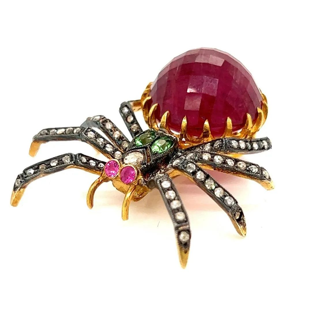 Silver & Gold Spider Ruby Diamond Brooch Silver & Gold Weight 13.88 Measurement &hellip;