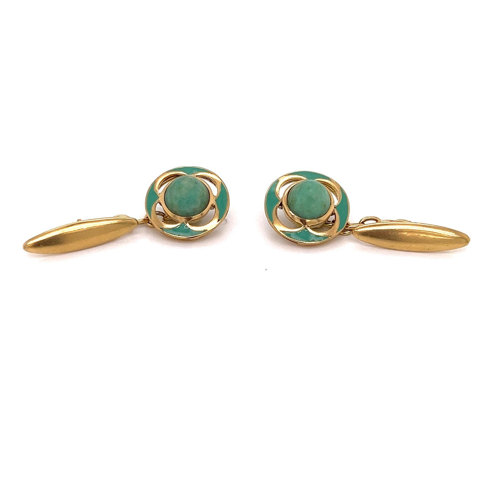Art Nouveau 18k Jade Cufflinks Art Nouveau 18k Oro Amarillo Peso 4.96gr Medidas &hellip;