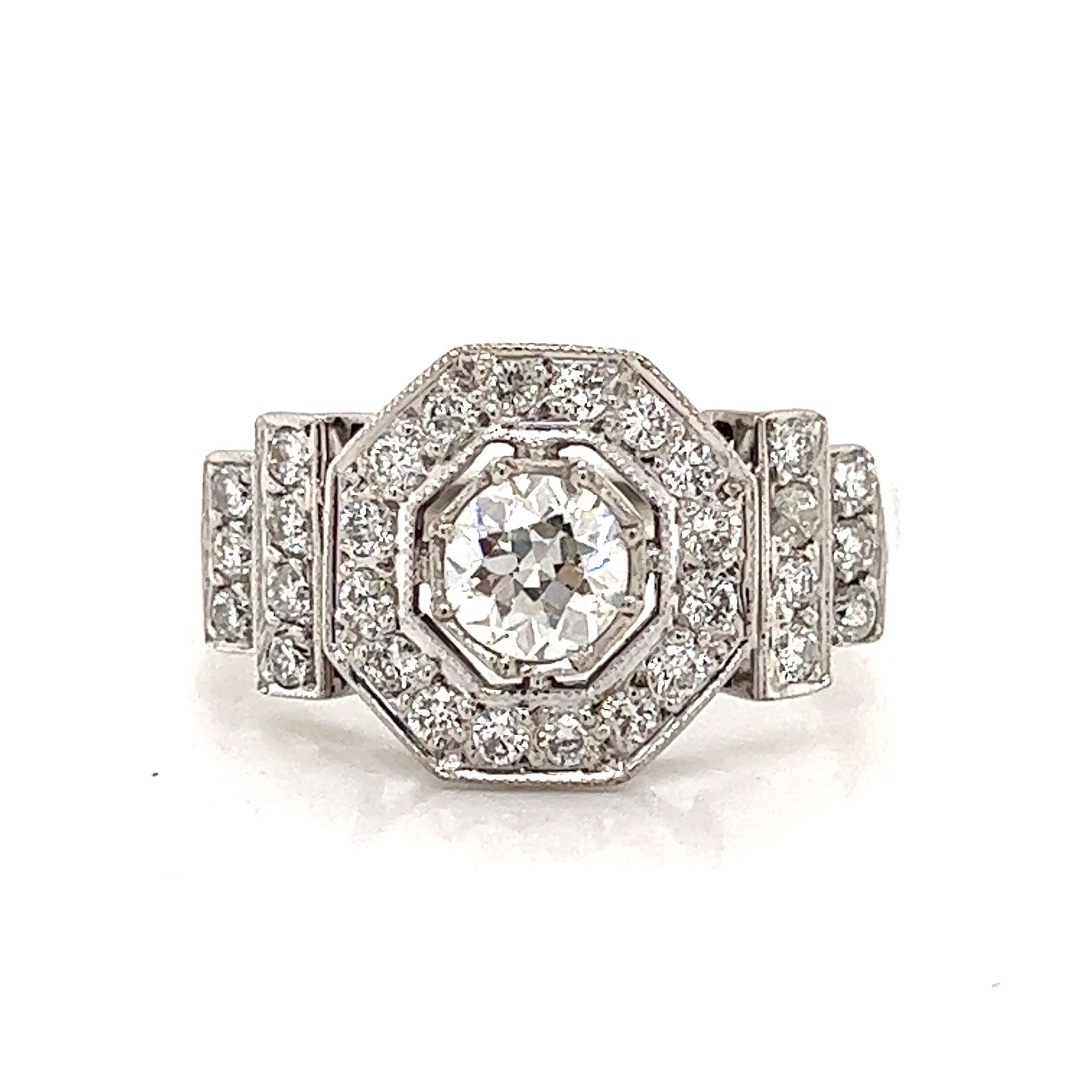 Platinum Diamond Engagement Ring 铂金重量6克 中心钻石约0.50ct Tw 0.80ct 订婚戒指尺寸7.5 尺寸0.46 "&hellip;