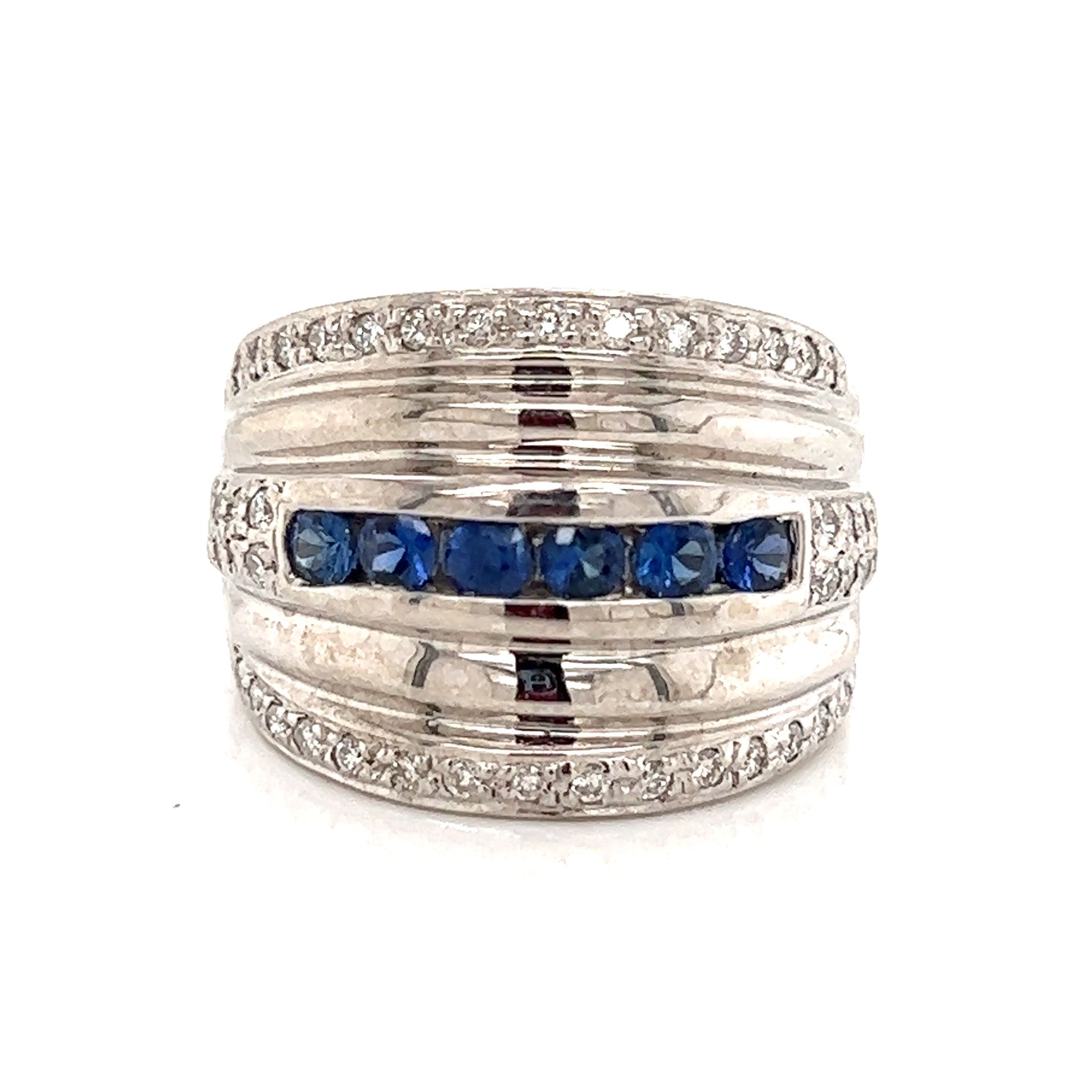 Platinum & Gold Superfit Diamond Sapphire Ring Platine et or Poids 14.8g Bague S&hellip;