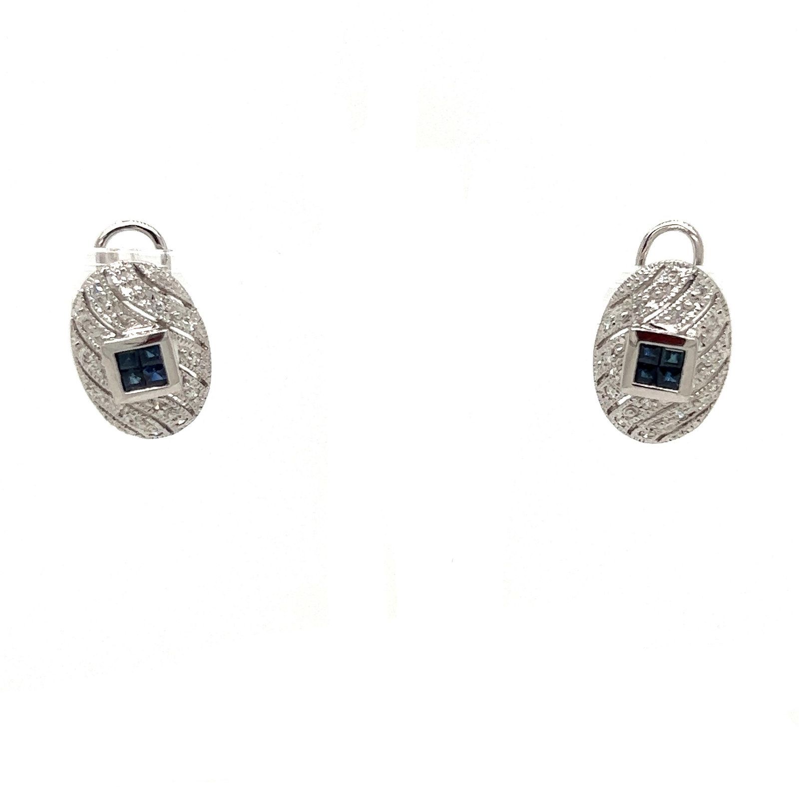 14k Diamond Sapphire Earrings 14k钻石蓝宝石耳环