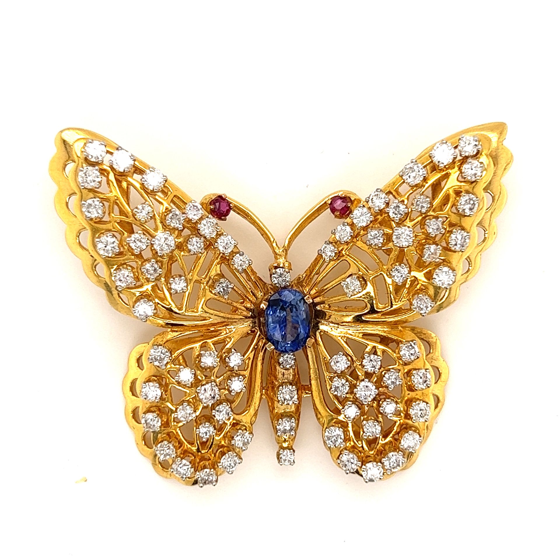 18k Diamond Sapphire Butterfly Pendant 18k Yellow Gold Weight 22.9g Diamond Appr&hellip;