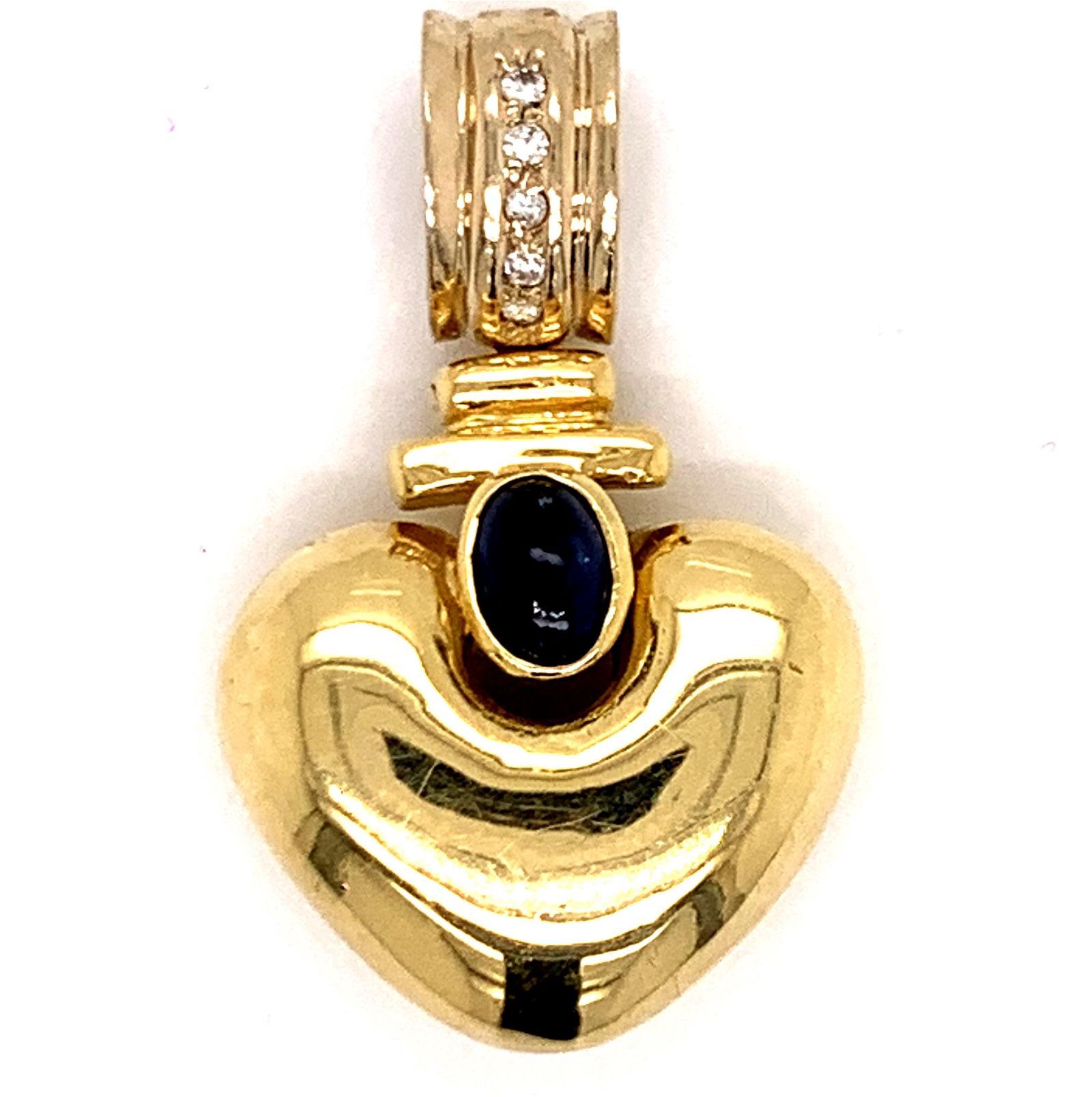 14k Sapphire Diamond Heart Pendant Oro giallo 14k Peso 10,6gr Misure 1,32 "x0,82&hellip;
