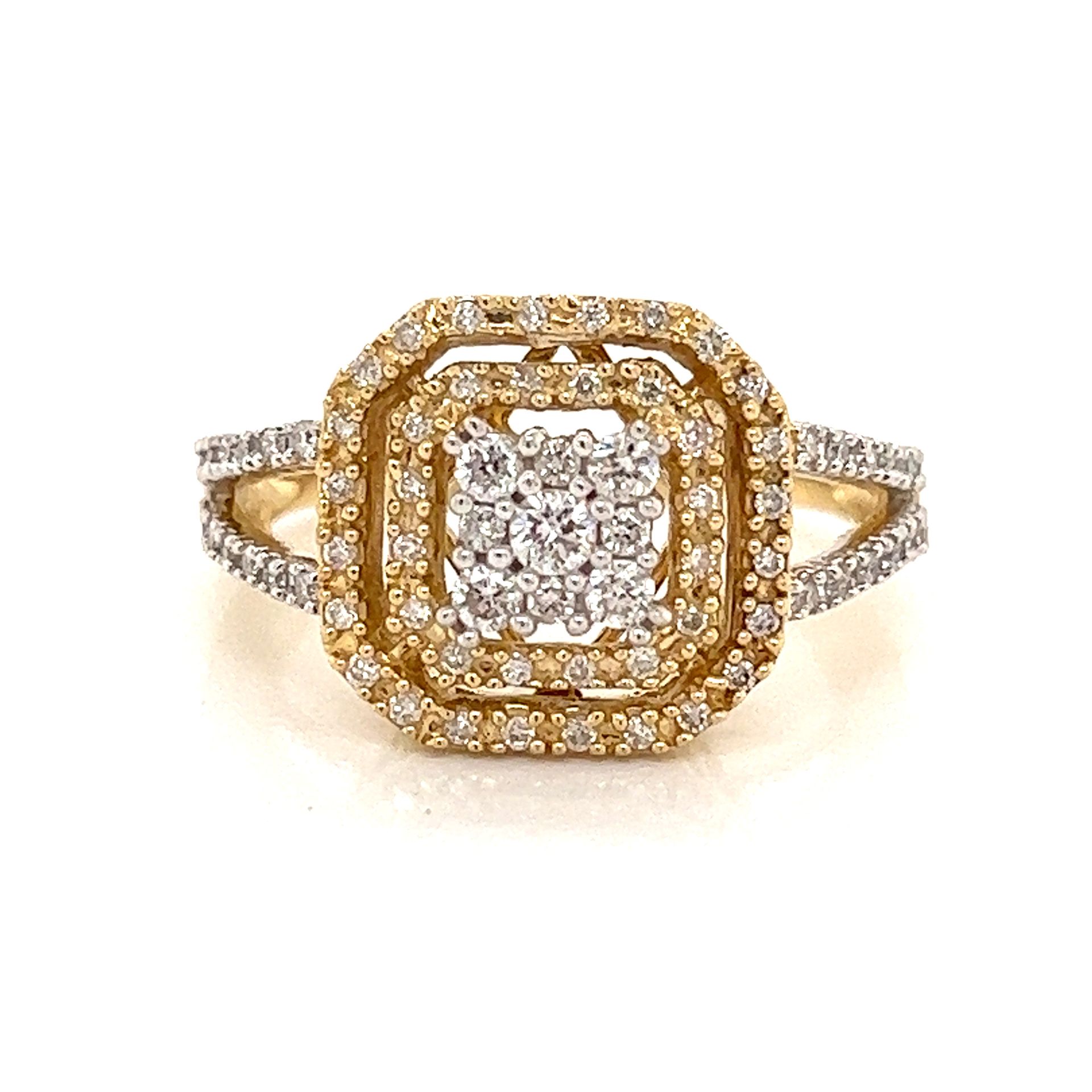 14k Two Tone Diamond Engagement Ring 14k双色调 重量4.75g 钻石约0.80ct 订婚戒指尺寸7.25 尺寸0.50 &hellip;