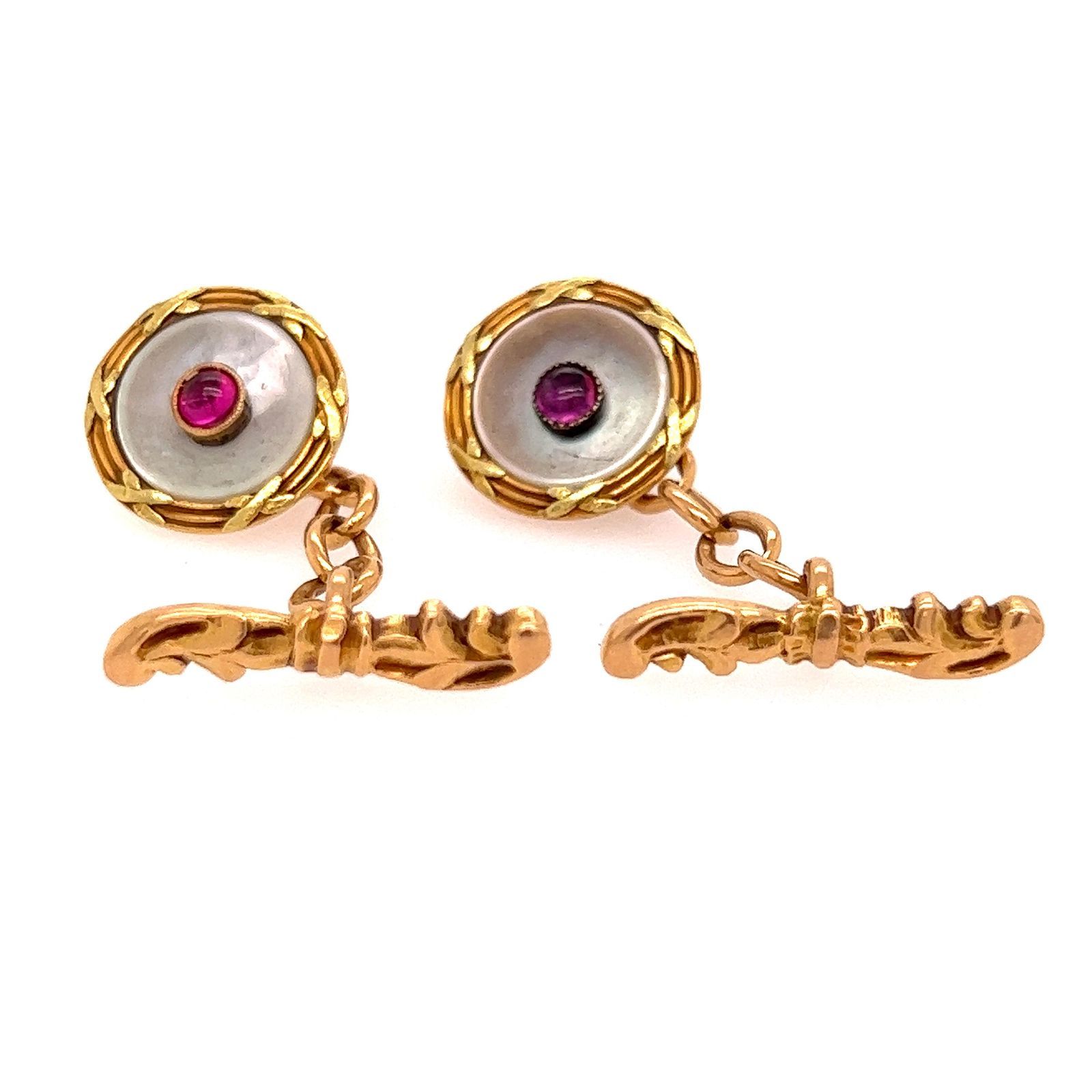 1920’s 18k Mabe Ruby Cufflinks 1920’s 18k Yellow Gold Weight 6.92g Mabe Ruby Cuf&hellip;