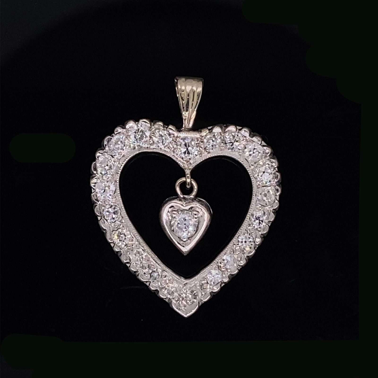 14k Diamond Heart Pendant 14k White Gold Weight 3.8g Diamond Approx.1ct VS1-H  H&hellip;