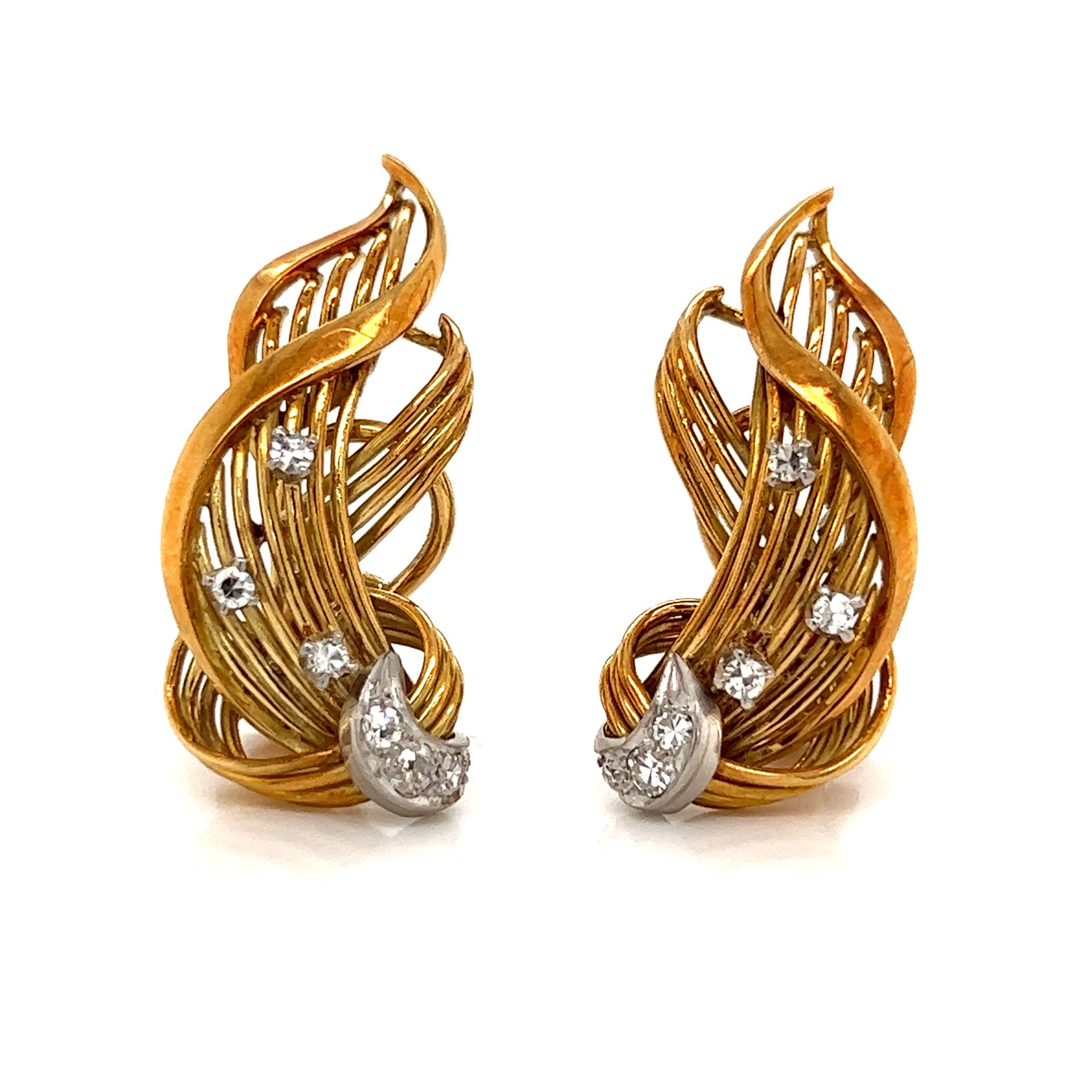 18k Retro Diamond Earrings Or jaune 18 carats Poids : 12,3 g Diamant rétro d'env&hellip;