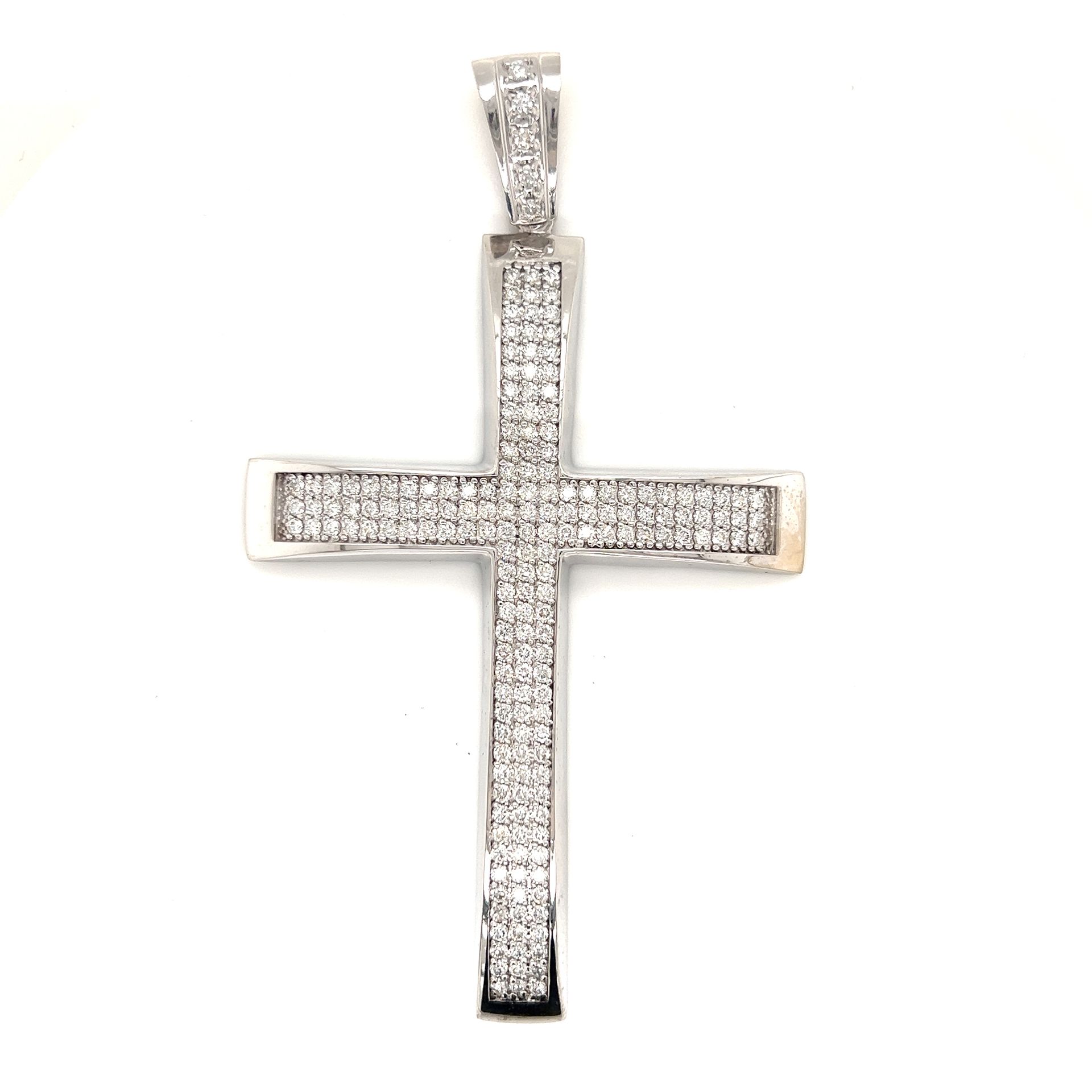 10k Diamond Cross Pendant 10k白金 重量36.28g 钻石约4.6ct 十字吊坠尺寸4.2 "x2.46"