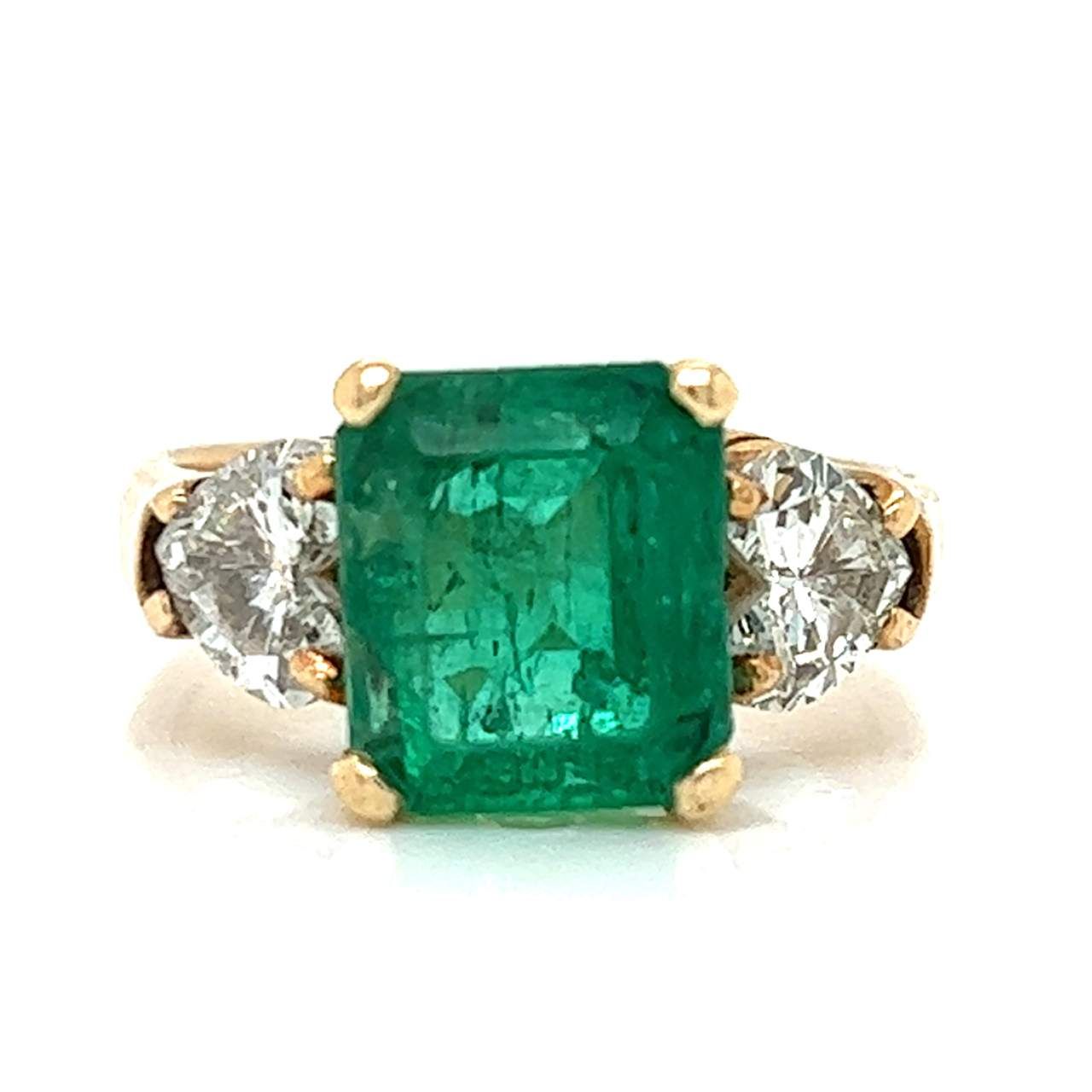 18K Yellow Gold Colombian Emerald & Diamond Ring Bague en or jaune 18 carats éme&hellip;
