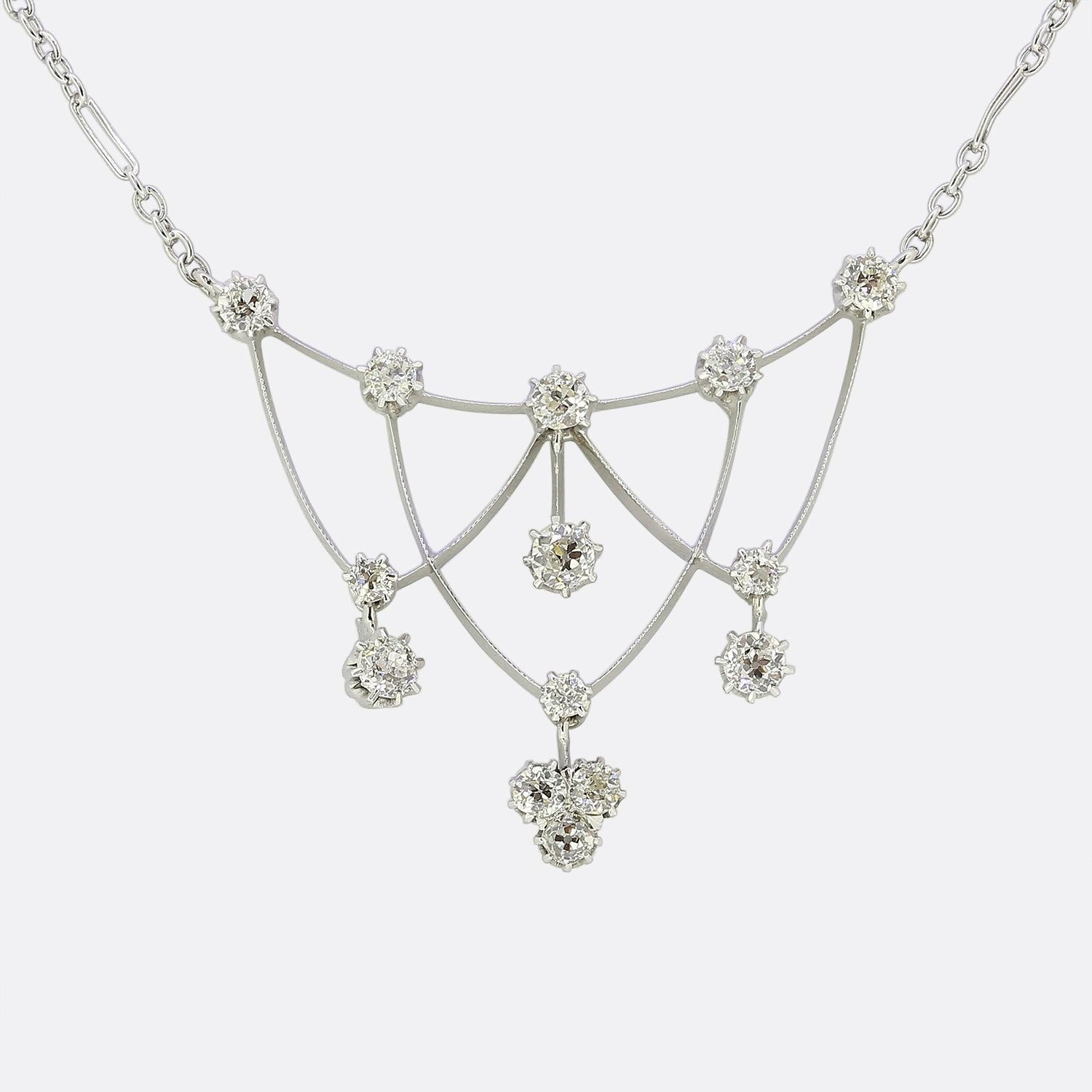 Antique Old Cut Diamond Pendant Necklace Collier pendentif diamant antique taill&hellip;