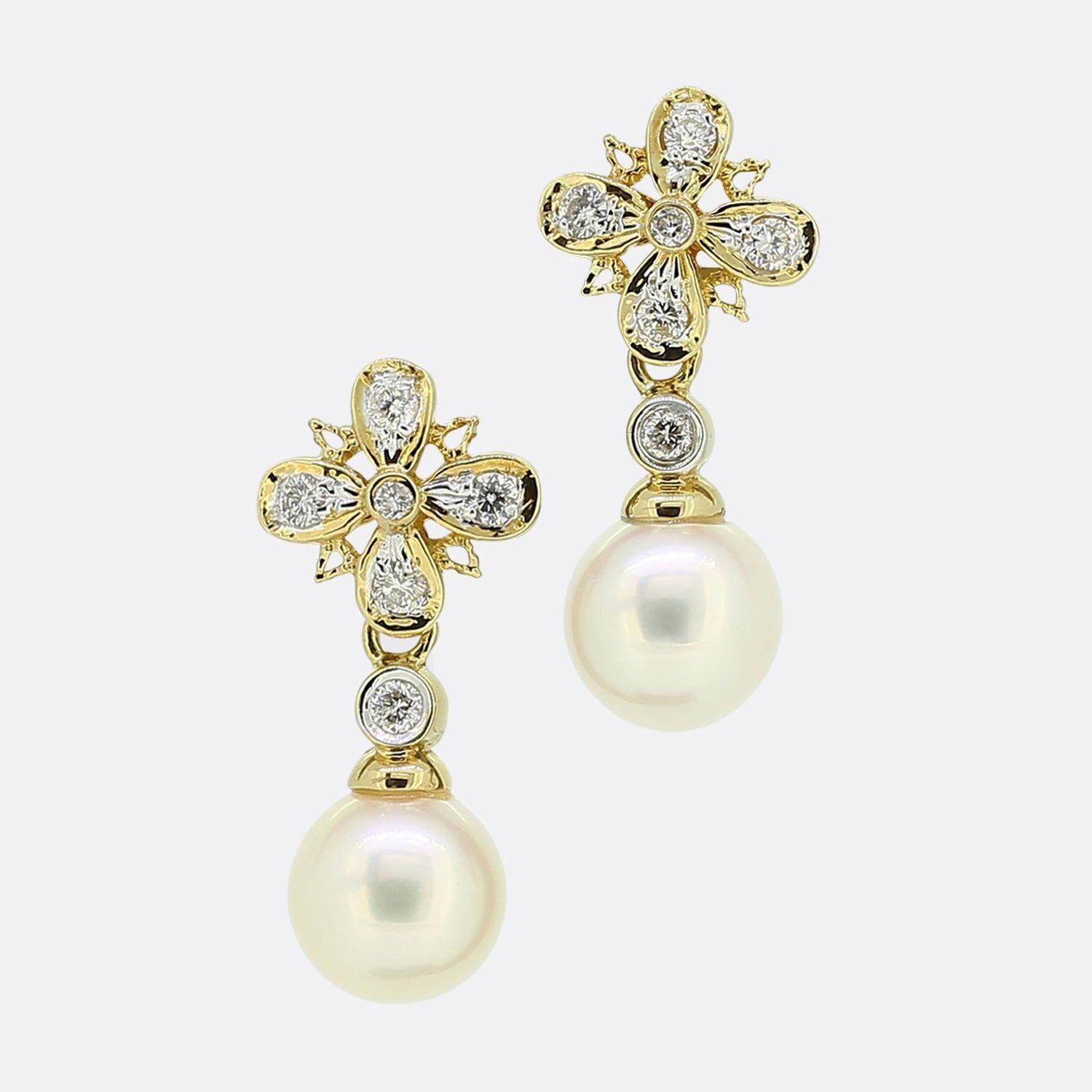 Pearl and Diamond Drop Earrings Pendants d'oreilles en perles et diamants Poids &hellip;