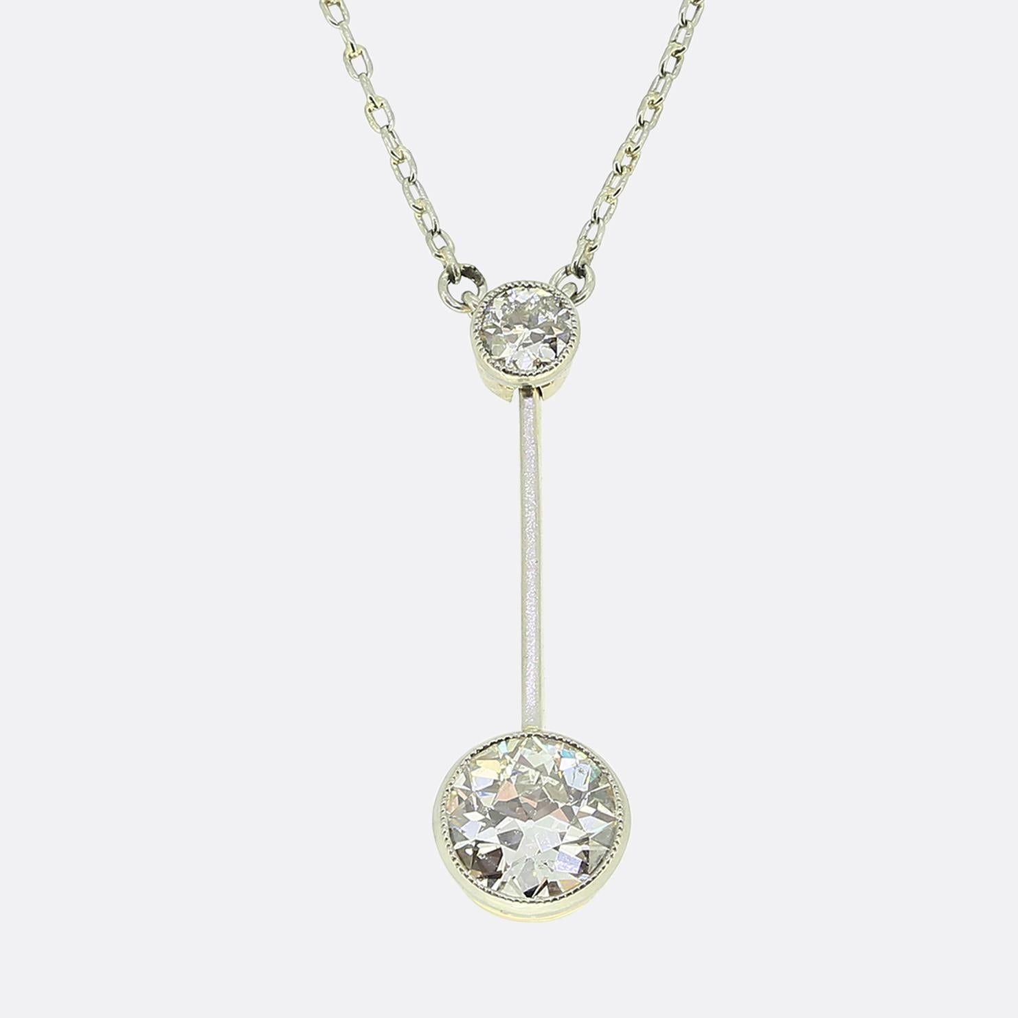 Edwardian Diamond Drop Pendant Necklace Collier pendentif Edwardien à diamant Po&hellip;