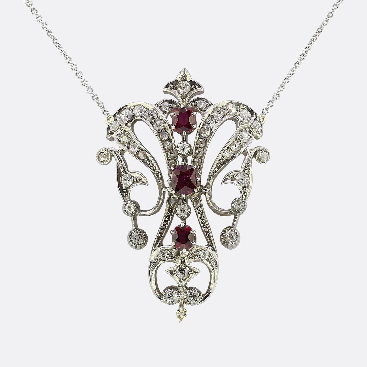 Victorian Ruby and Diamond Drop Necklace Collier de goutte victorien en rubis et&hellip;