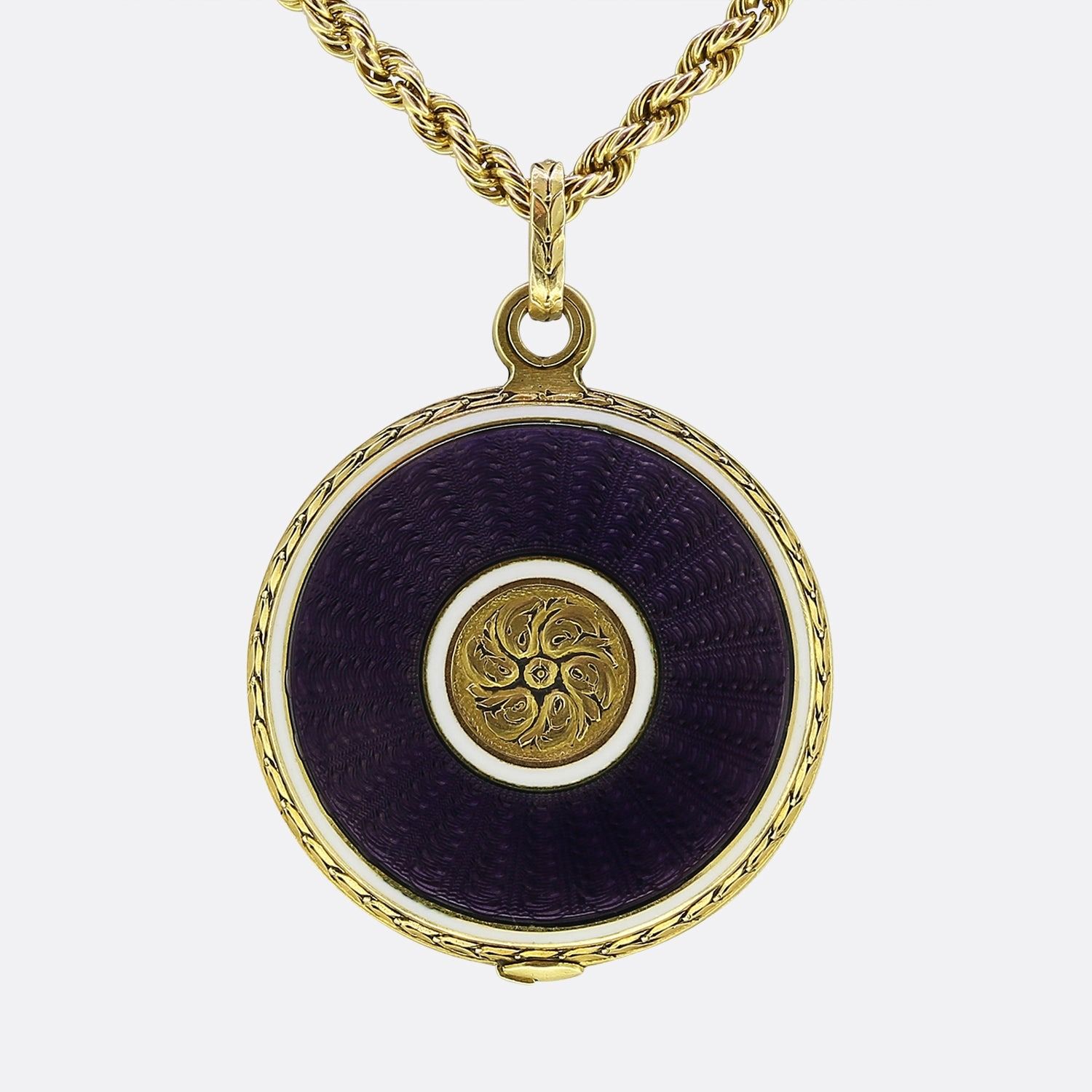 Art Nouveau Purple Guilloche Enamel Sliding Locket Pendant Pendentif pendentif c&hellip;