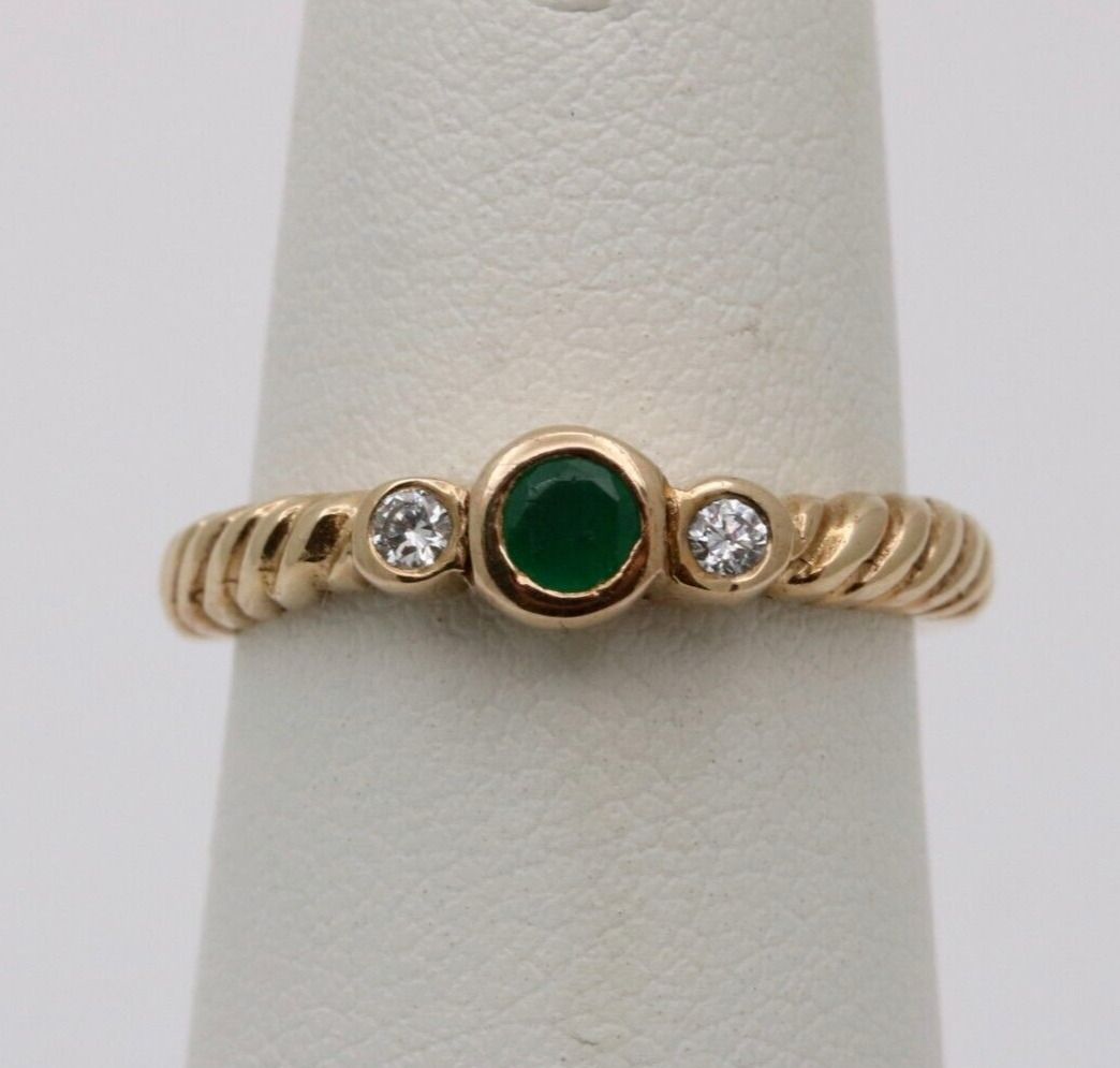 Vintage Emerald and Diamond 14K Gold Twist Band Bracelet torsadé en or 14K avec &hellip;