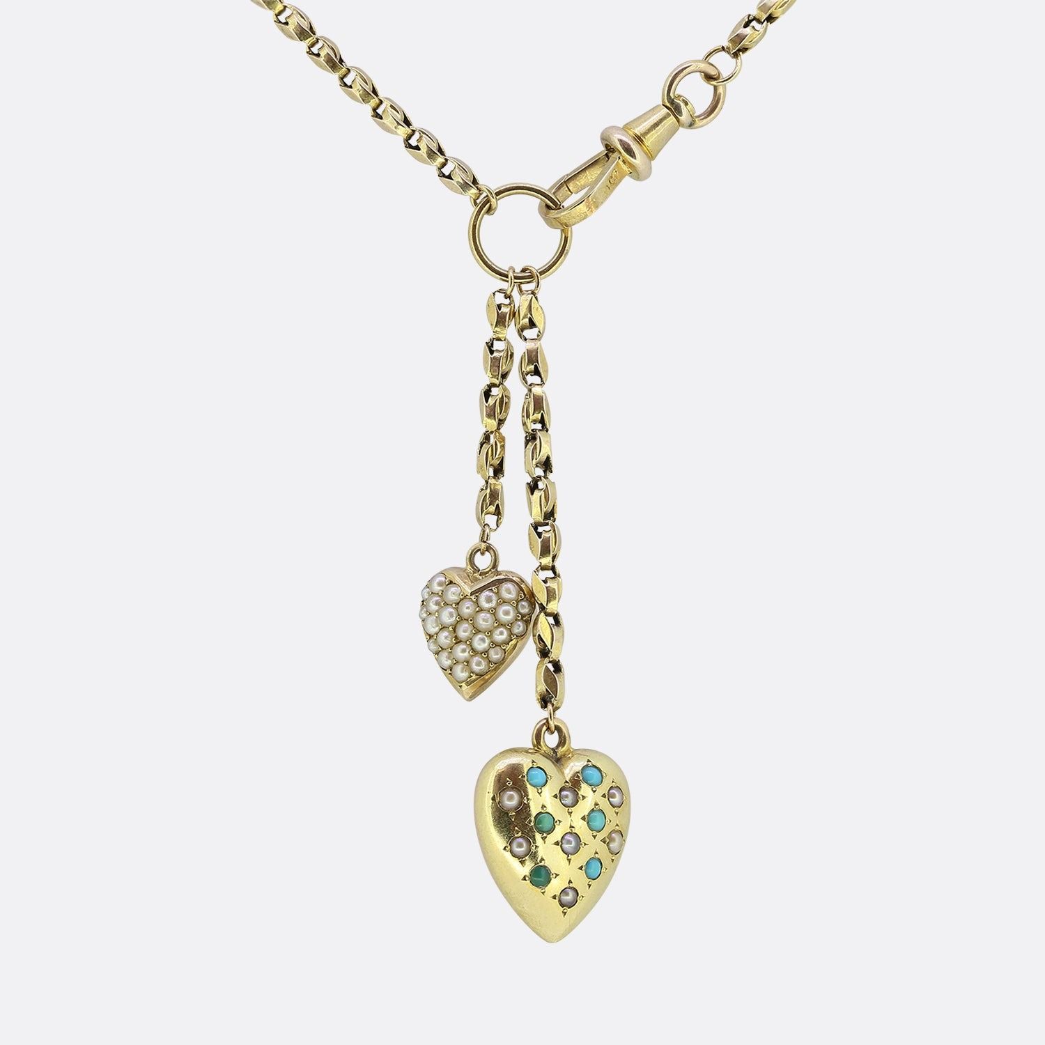 Vintage Double Love Heart Charm Necklace Collier Vintage Double Love Heart Charm&hellip;