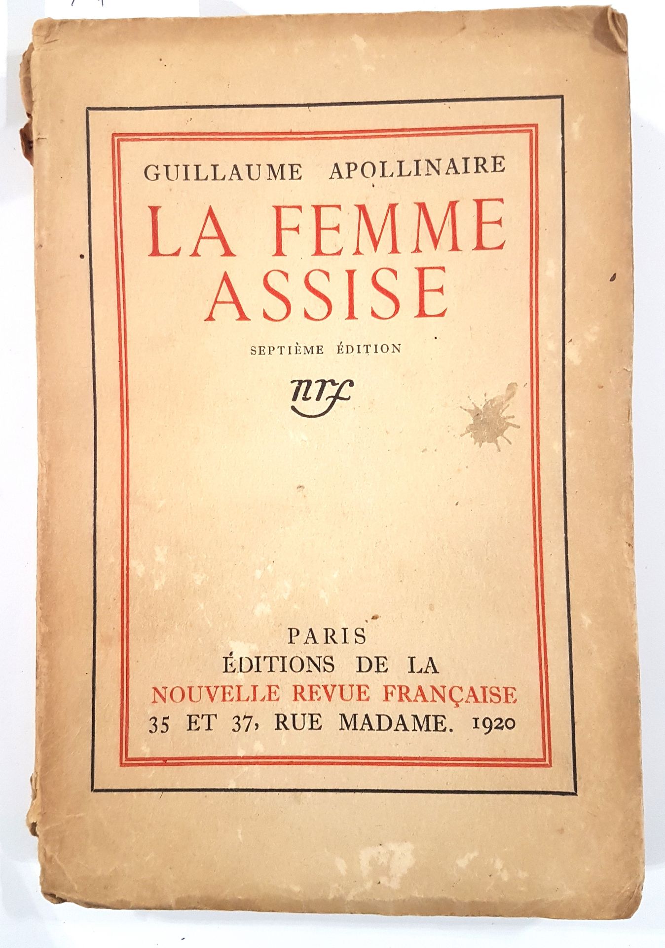 Null GUILLAUME APOLLINAIRE, La femme assise, 7th edition, ed Nouvelle revue fran&hellip;