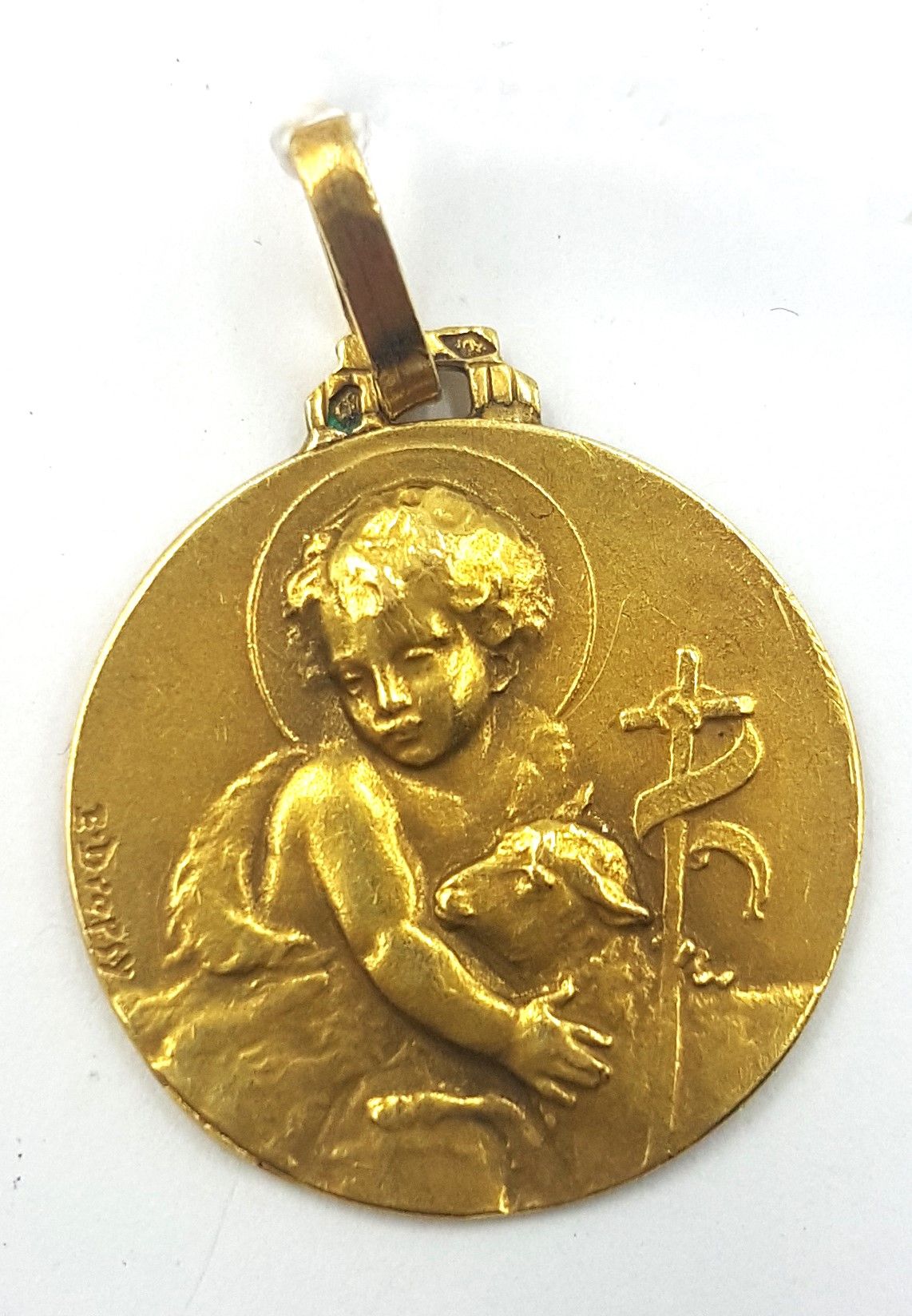 Null Emile DROPSY ( 1848-1923), Médaille religieuse en or jaune 18k (750 ) à déc&hellip;